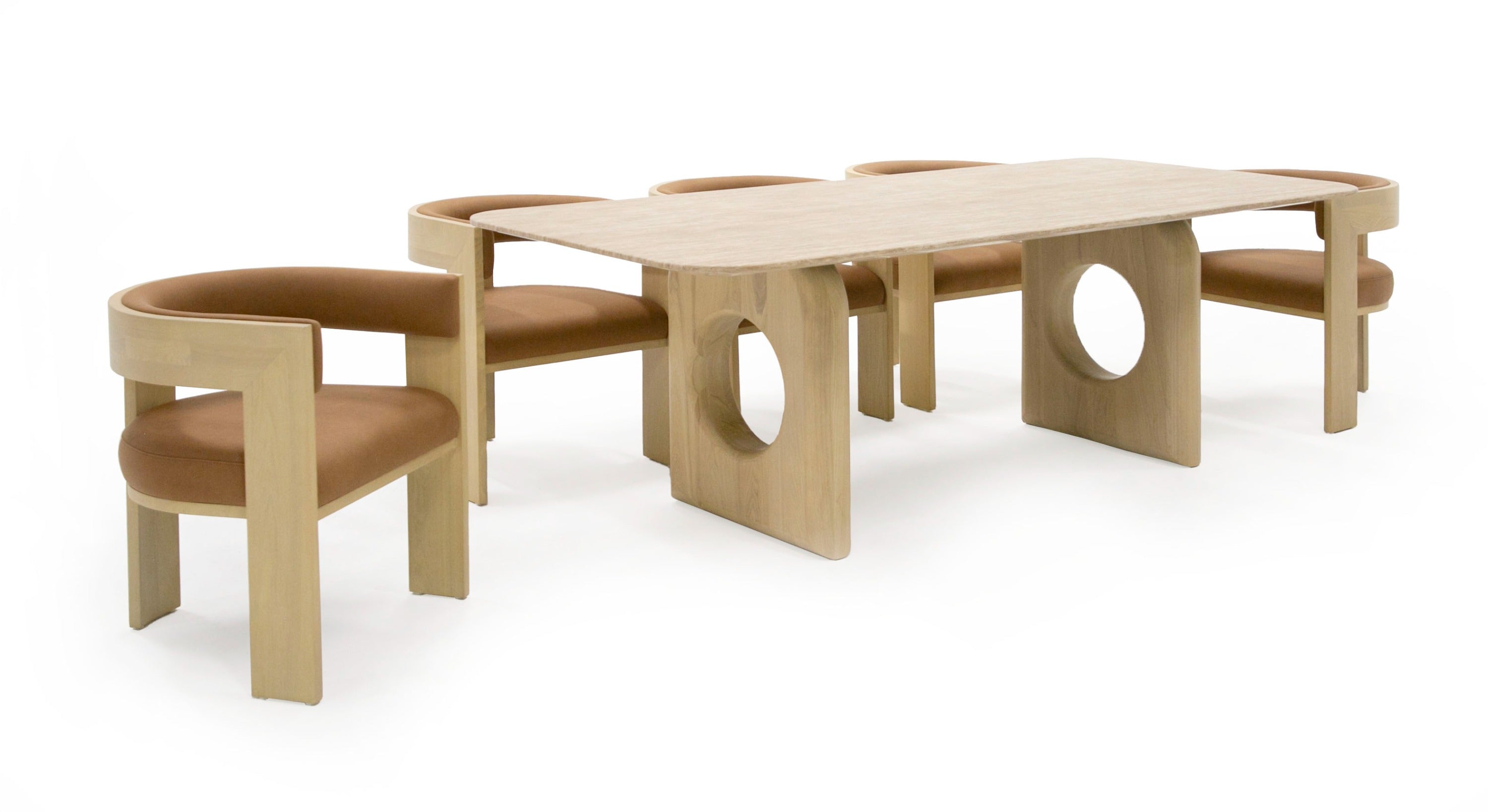 Nova Domus Osaka Modern Faux Marble Natural Ash Dining Table