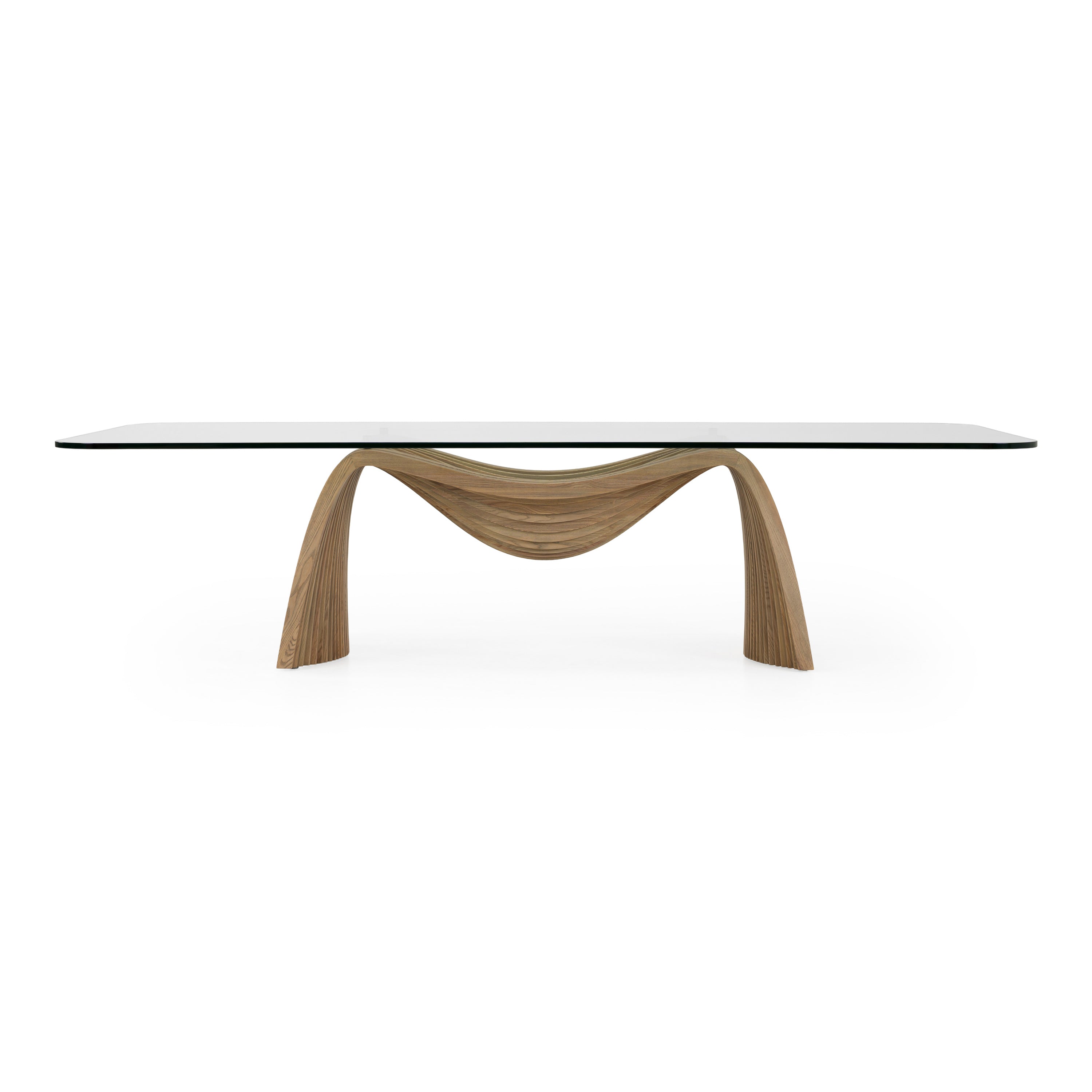 Pangea Mid-Century Modern Glass and Buckwheat Ash Rectangular Dining Table