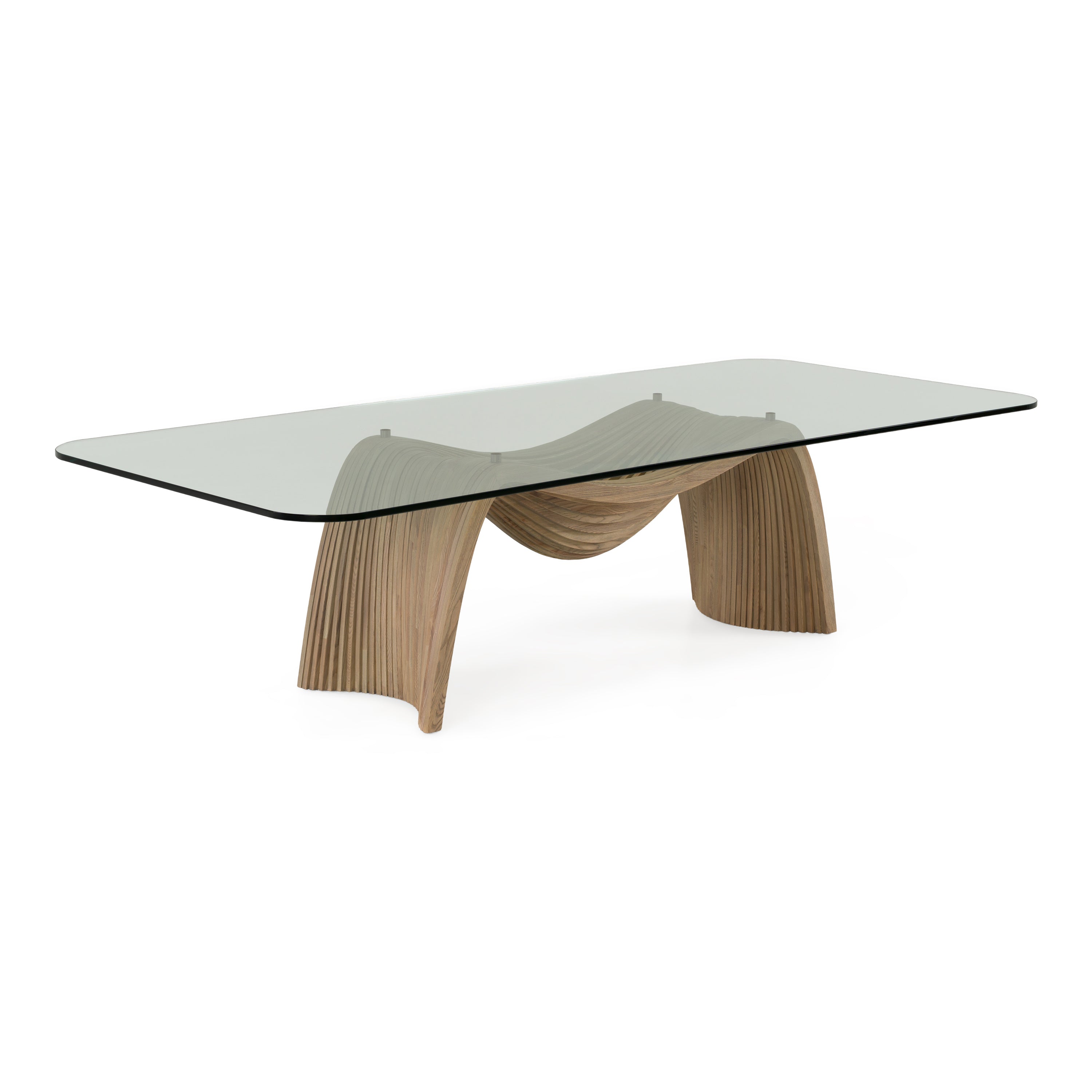Pangea Mid-Century Modern Glass and Buckwheat Ash Rectangular Dining Table