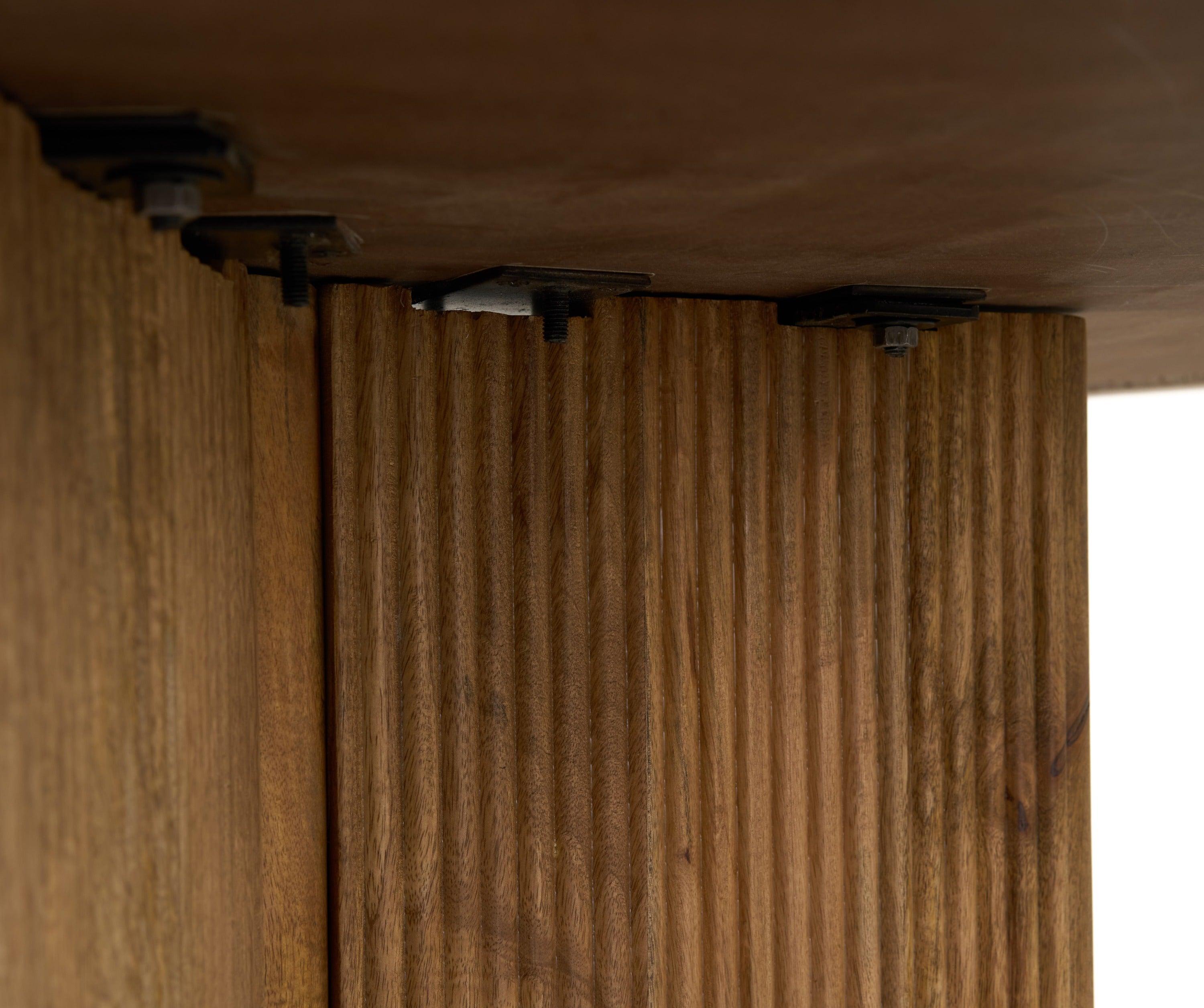 Modrest Pawnee Modern Travertine Marble Wood Round Dining Table