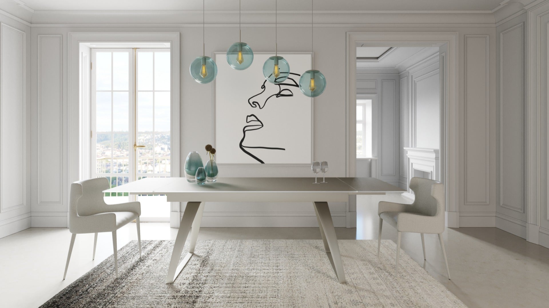 Pittson Modern Extendable Glass Dining Table