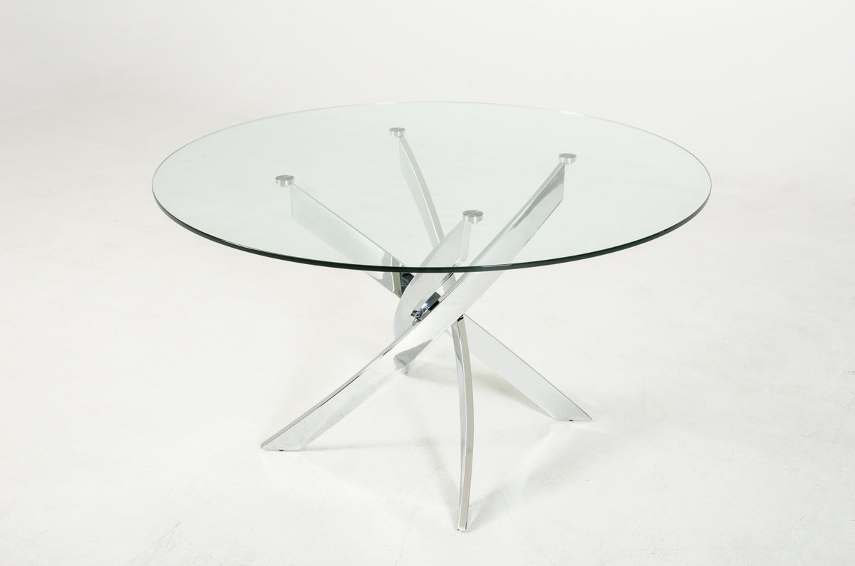 Modrest Pyrite Modern Round Glass Dining Table