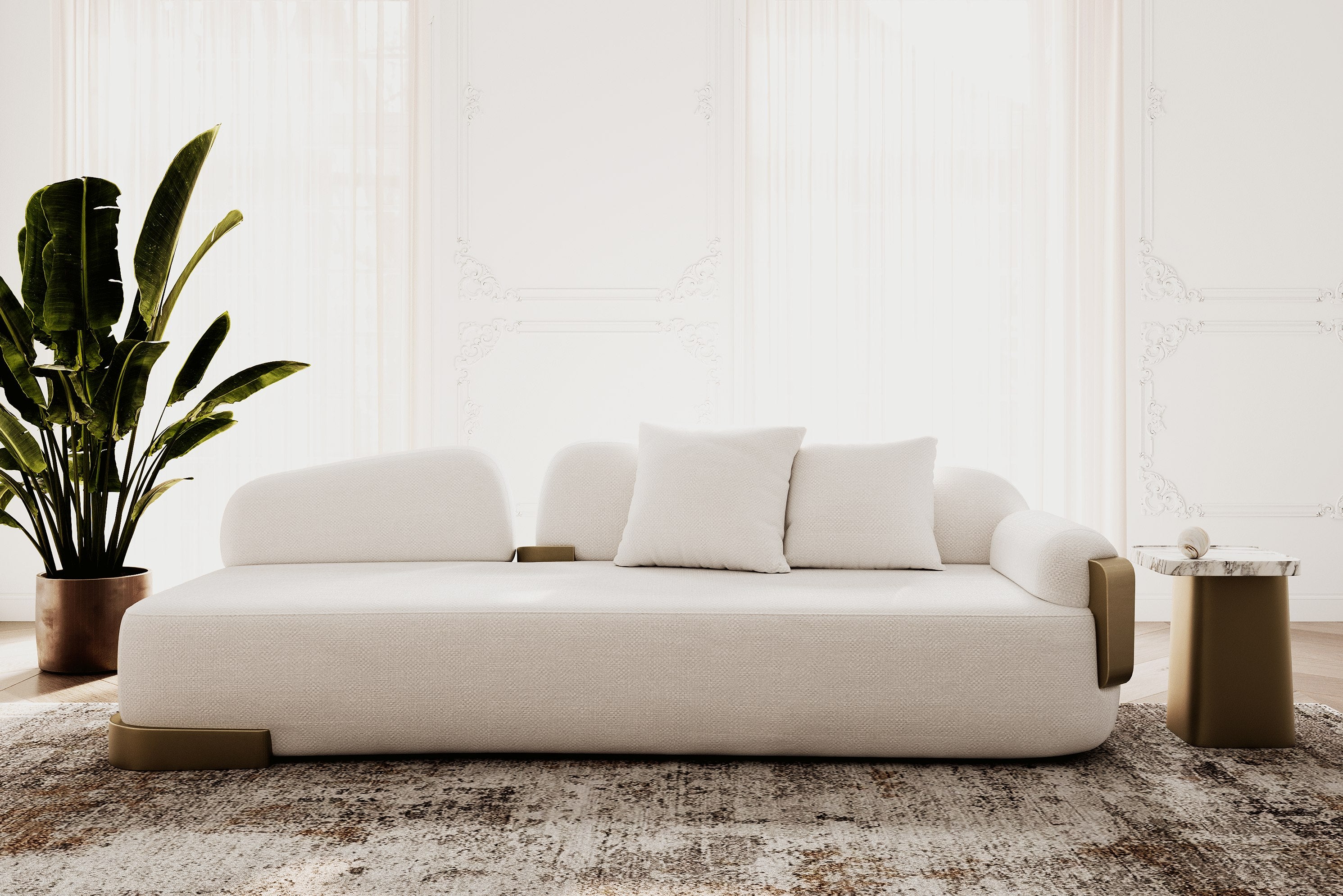Rainier Contemporary Fabric and Antique Sofa