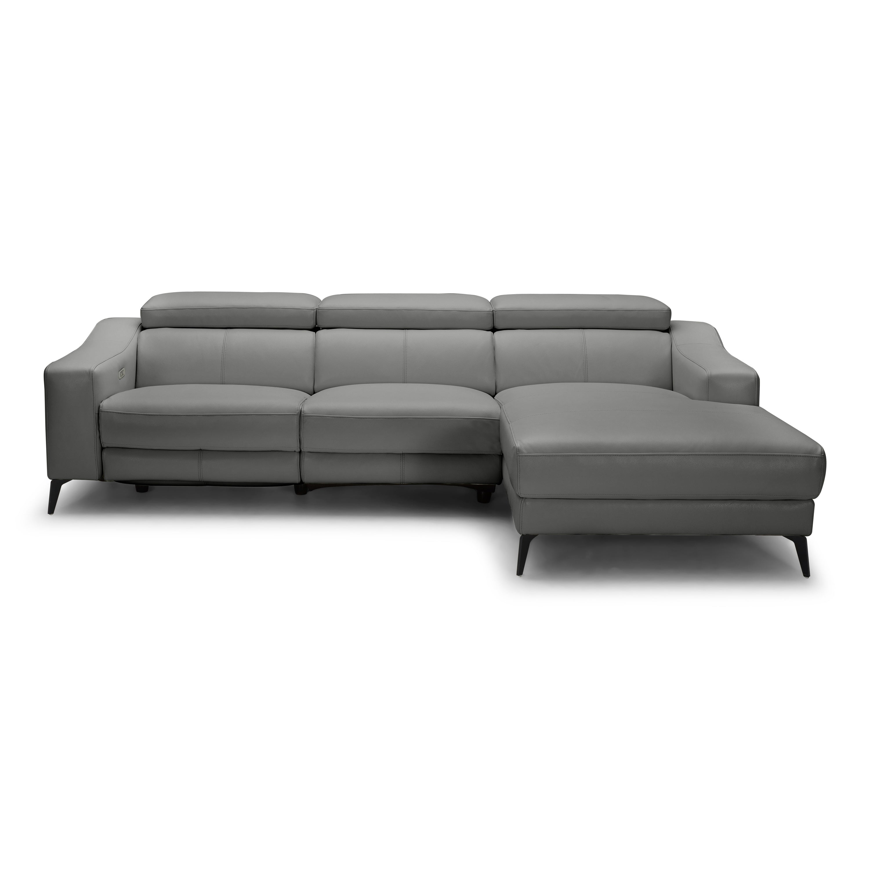 Rampart Modern L-Shape RAF Leather Sectional Sofa with 1 Recliner