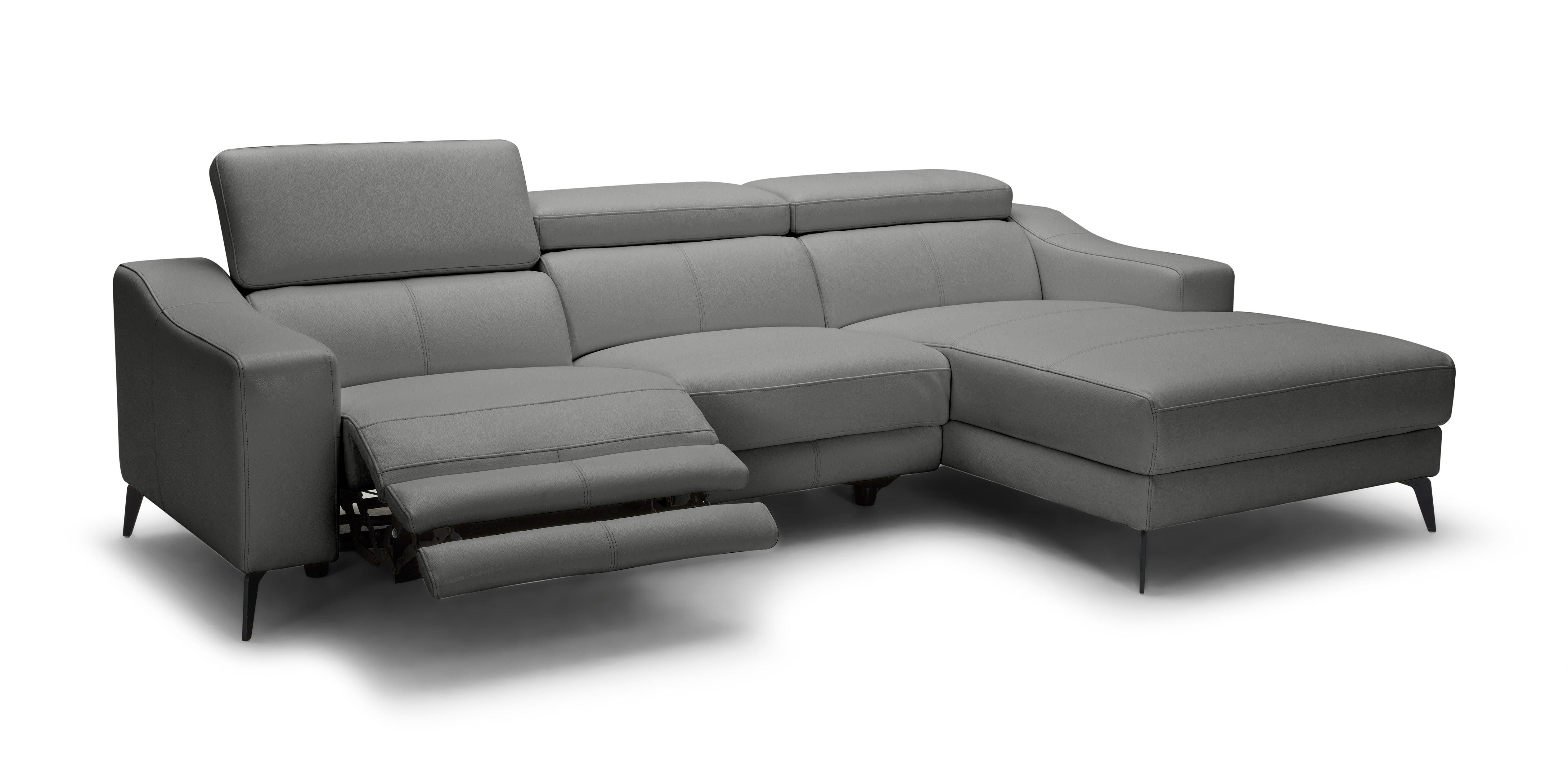 Rampart Modern L-Shape RAF Leather Sectional Sofa with 1 Recliner