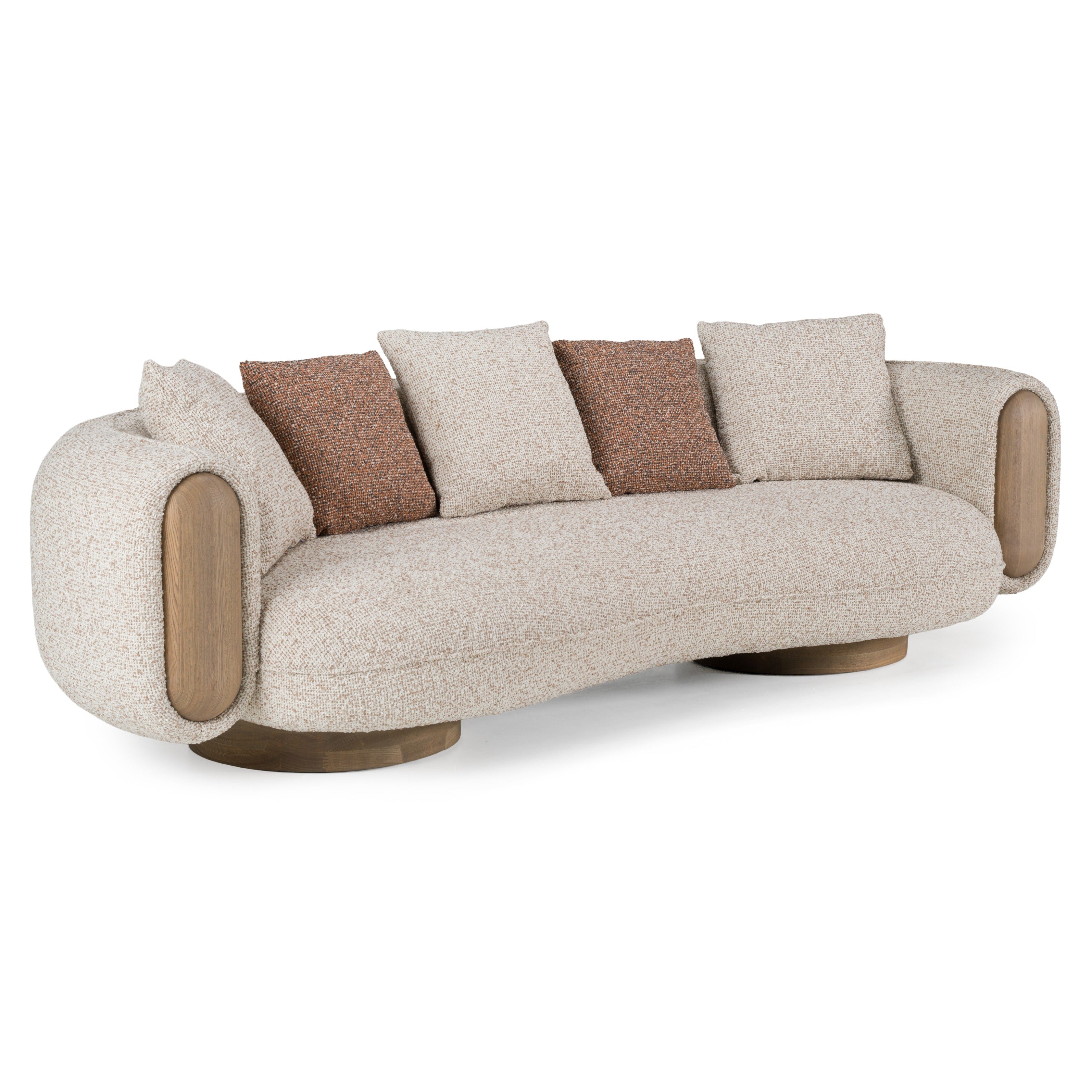 Raywood Modern Multicolored Boucle Fabric and Ash Sofa