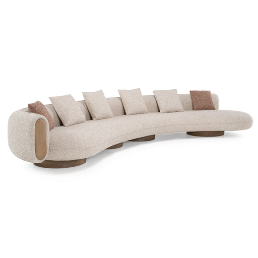 Raywood Modern Multicolored Boucle Fabric and Ash Sectional Sofa