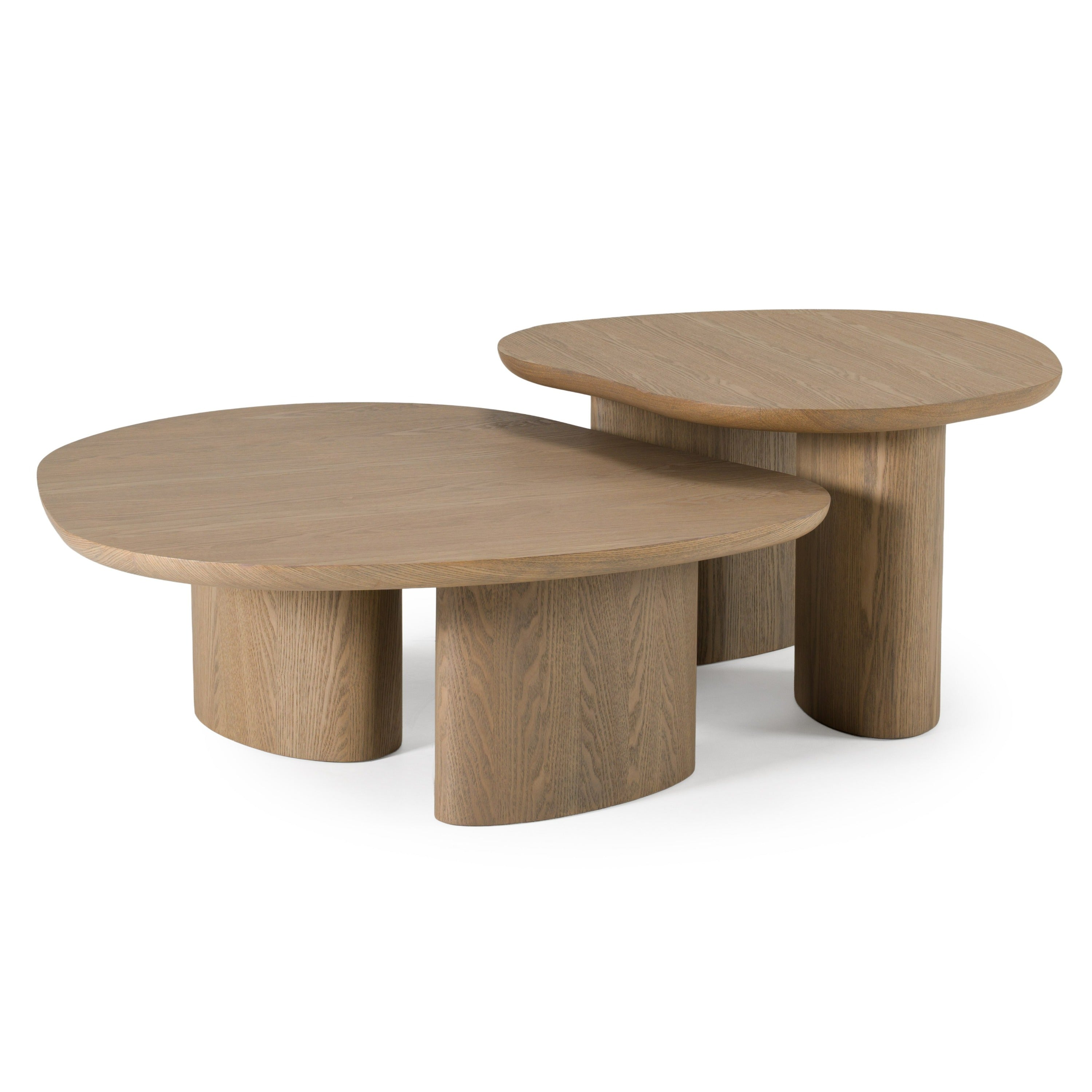 Raywood Modern 3-Piece Buckwheat and Onyx Nesting Coffee Table Set