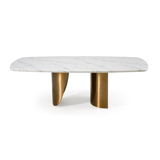 Reynold Glam Faux Marble and Stainless Steel 94-Inch Dining Table