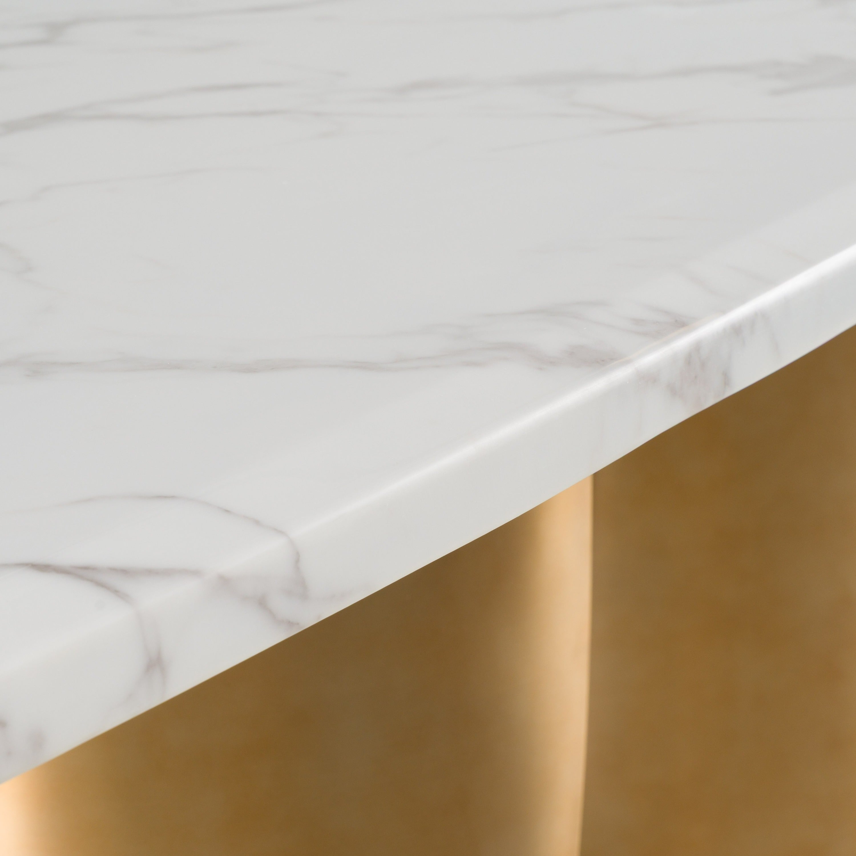 Modrest Reynold Glam Faux Marble Stainless Steel 94 Inch Dining Table