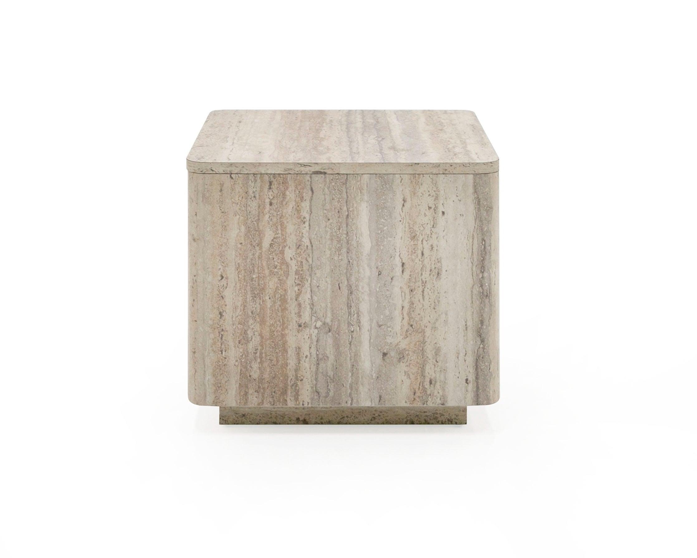 Nova Domus Roma Modern Faux Travertine Square End Table