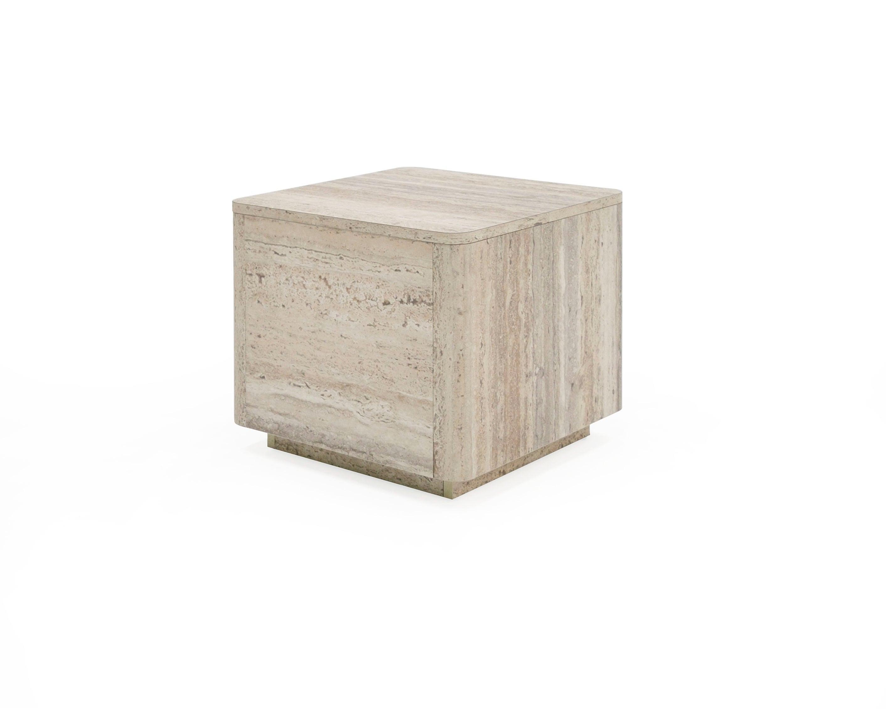 Nova Domus Roma - Modern Travertine Square End Table-End Table-VIG-Wall2Wall Furnishings