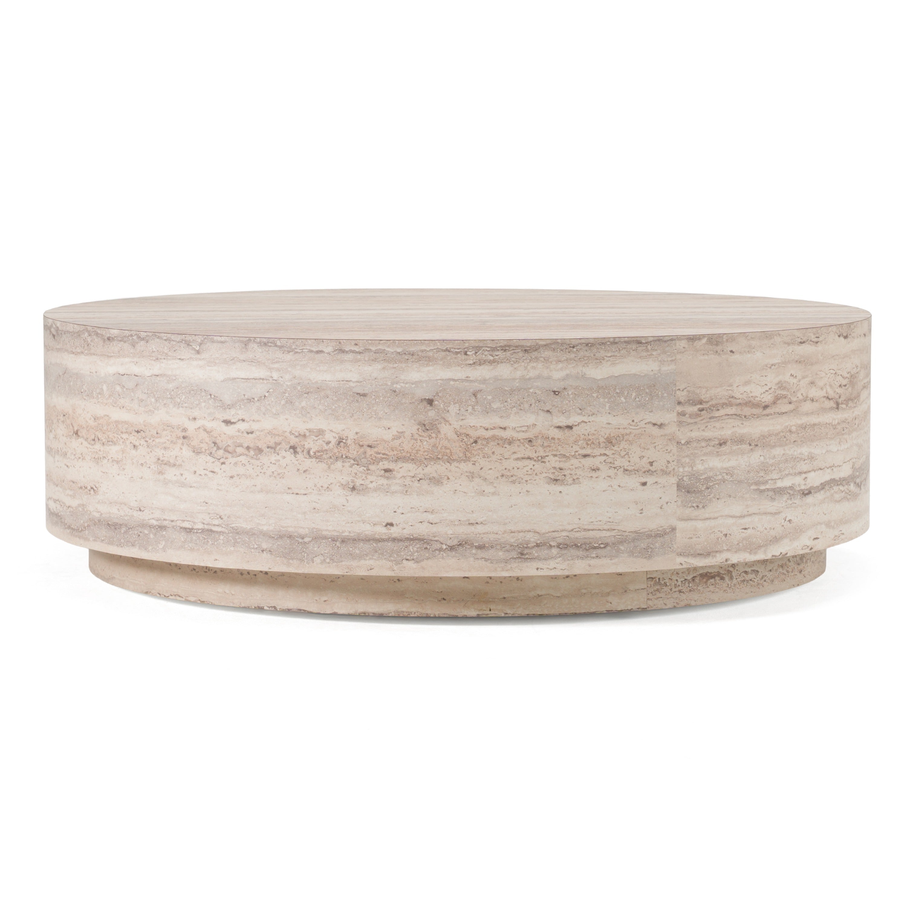 Roma Modern Faux Travertine Round Coffee Table