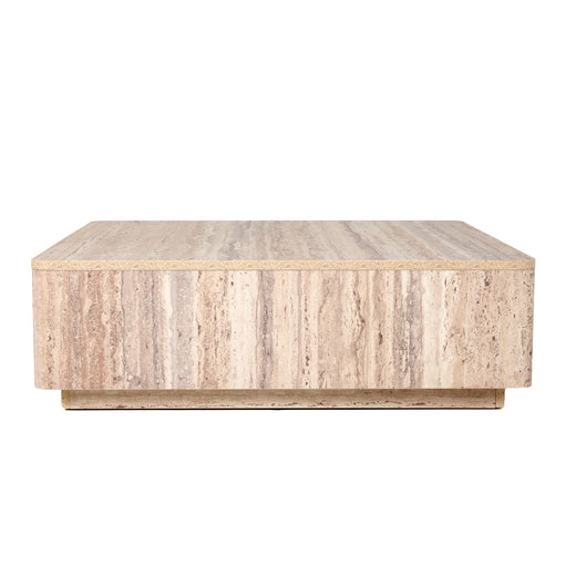 Roma Modern Faux Travertine Square Coffee Table