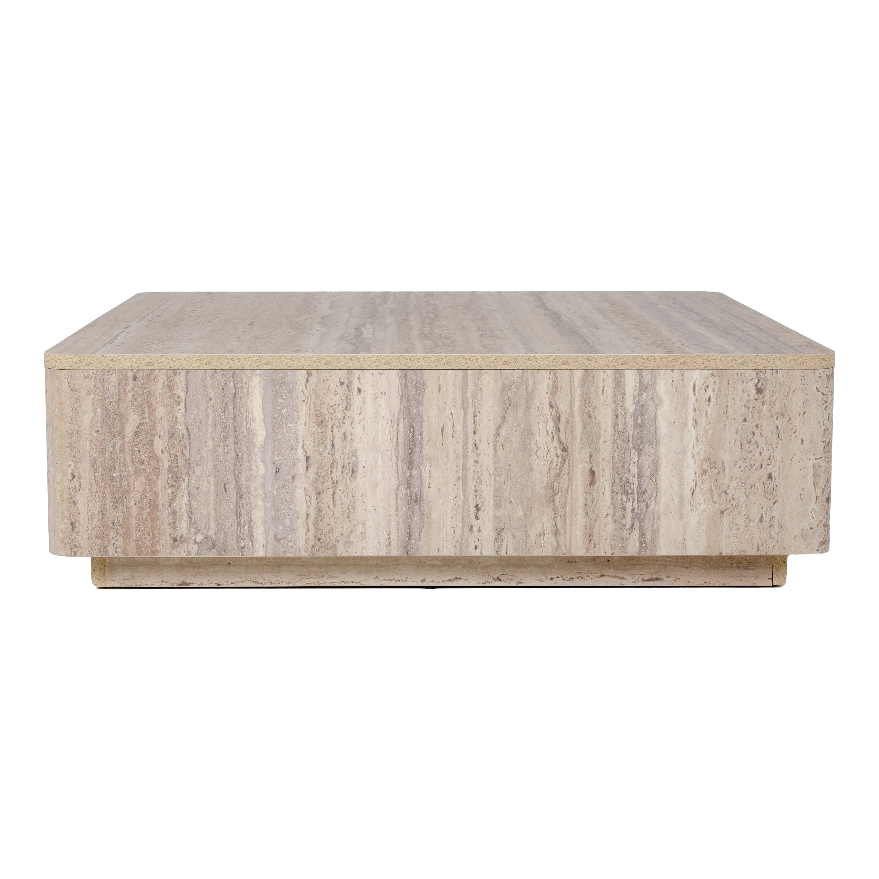 Roma Modern Faux Travertine Square Coffee Table