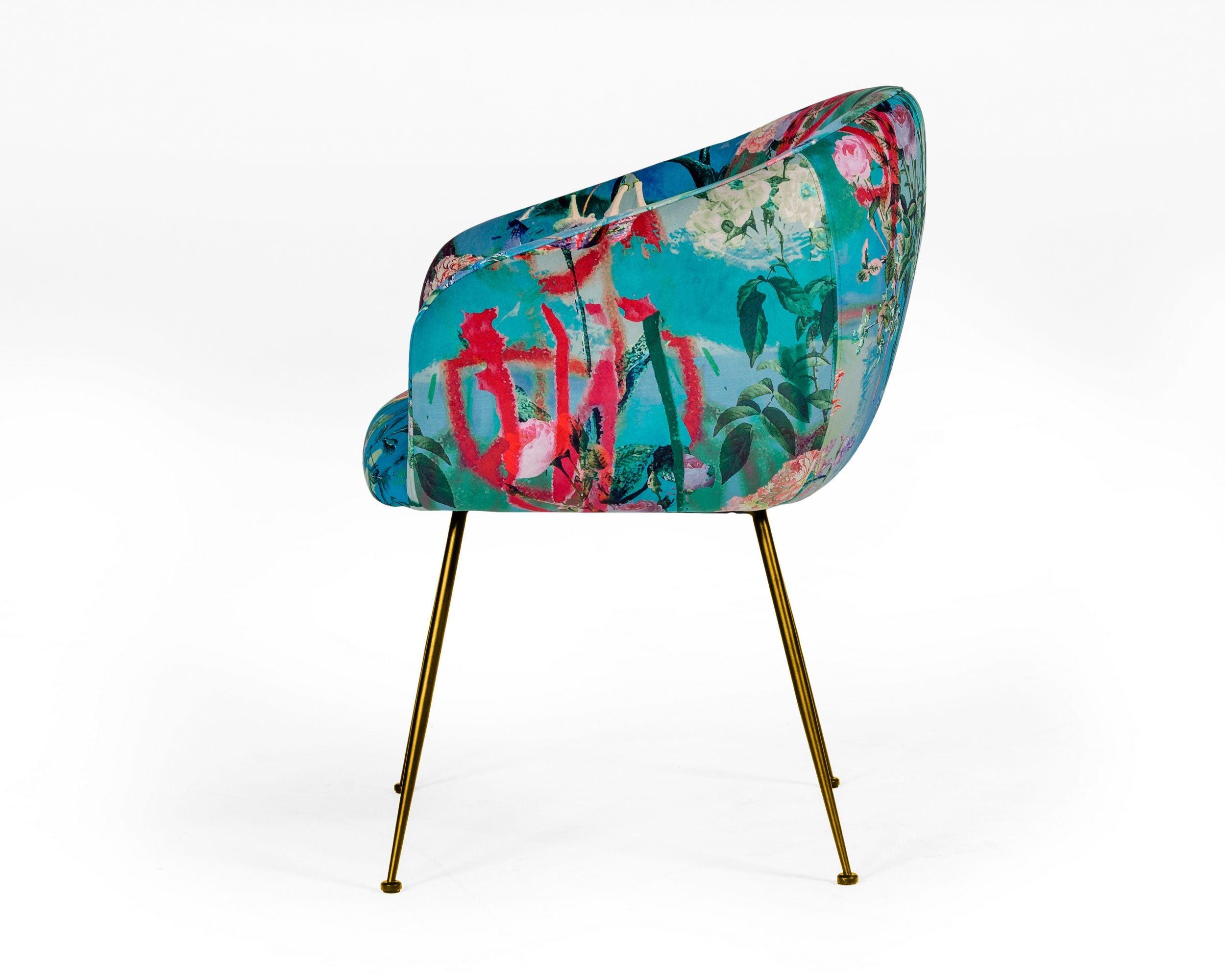 Modrest Roxann Contemporary Floral Velvet Dining Chair