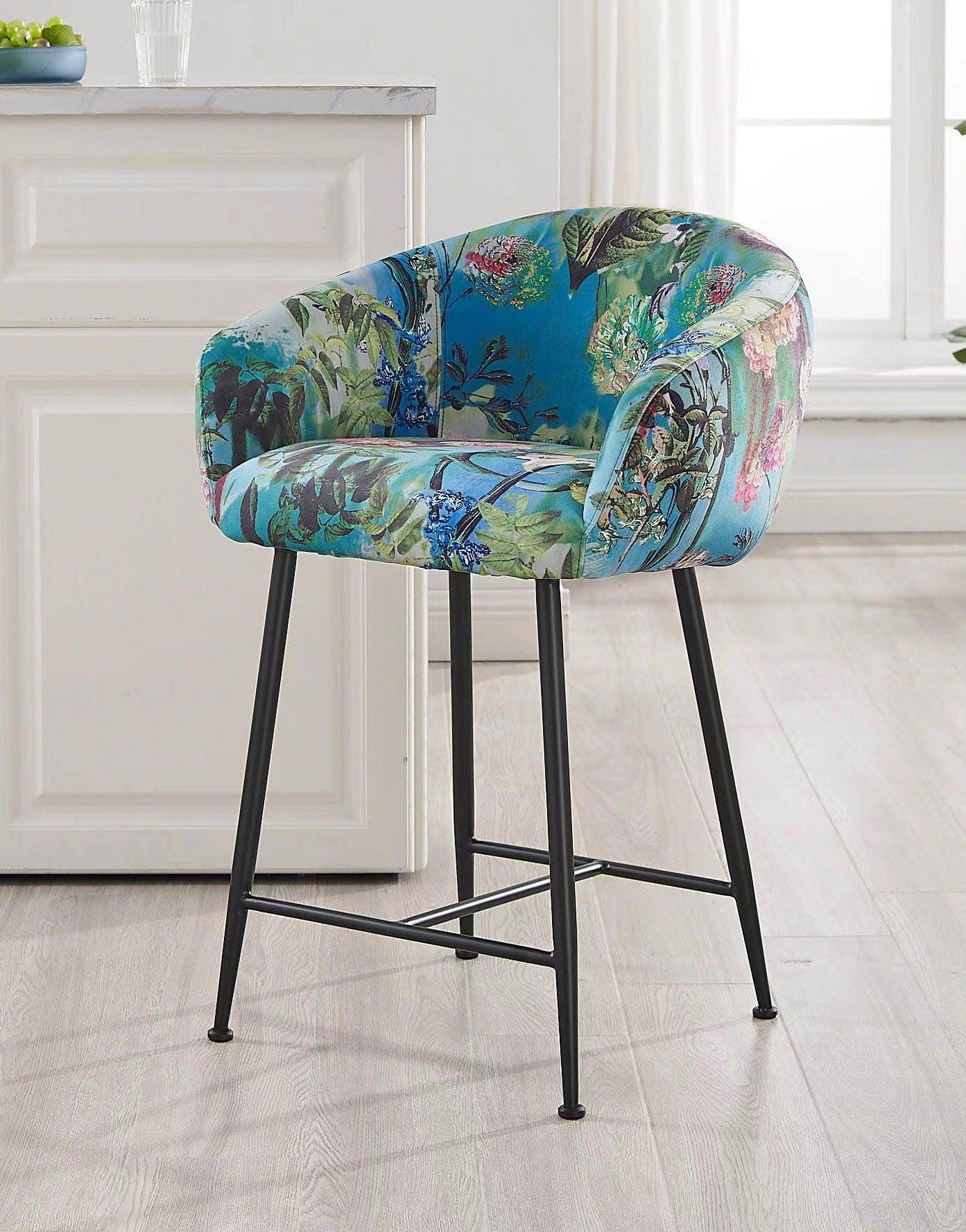 Modrest Roxann Modern Counter Stool in Funky Velvet