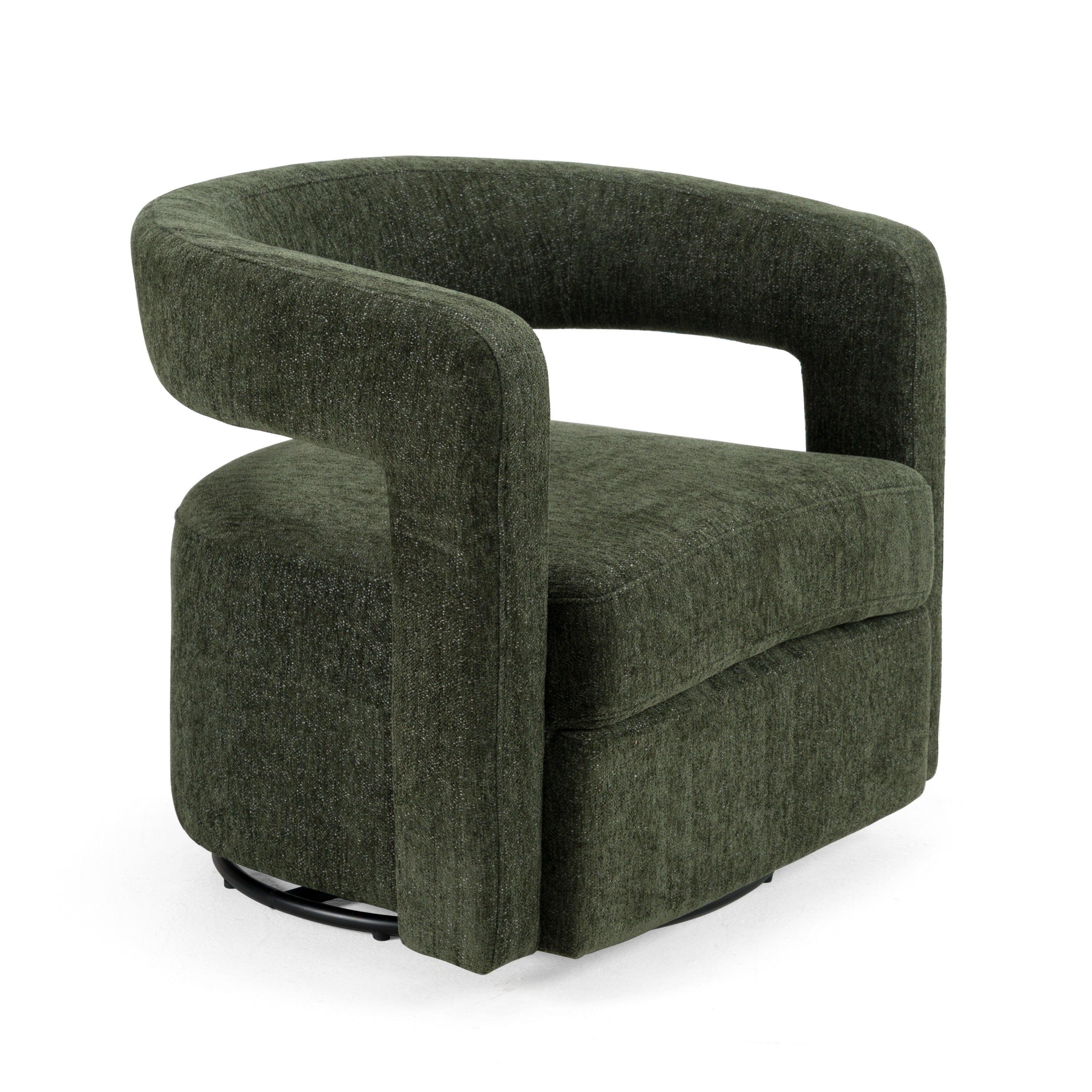 Modrest Ryan Modern Olive Fabric Swivel Accent Chair