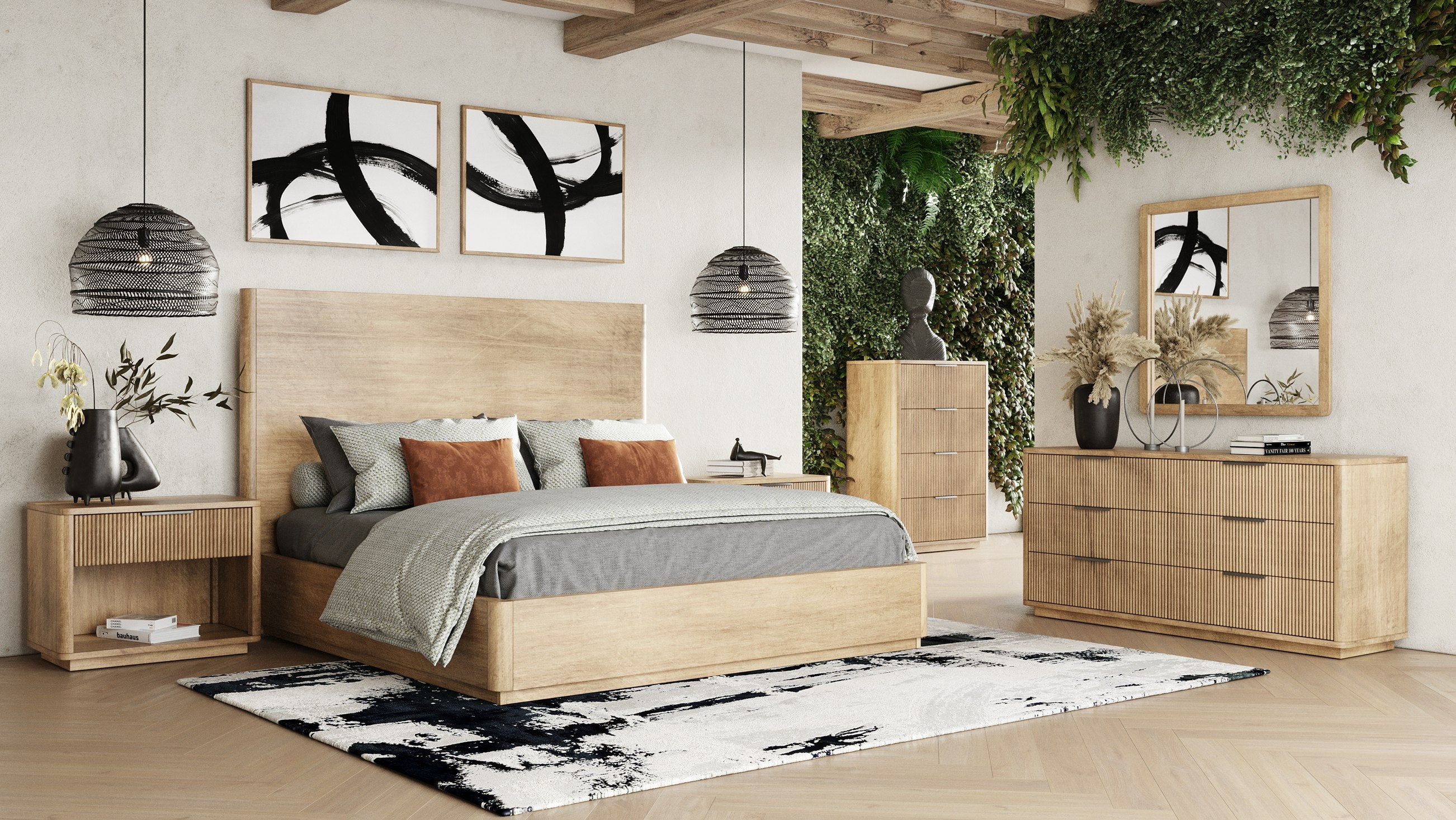 Nova Domus Santa Monica - Modern Natual Oak Bed-Bed-VIG-Wall2Wall Furnishings