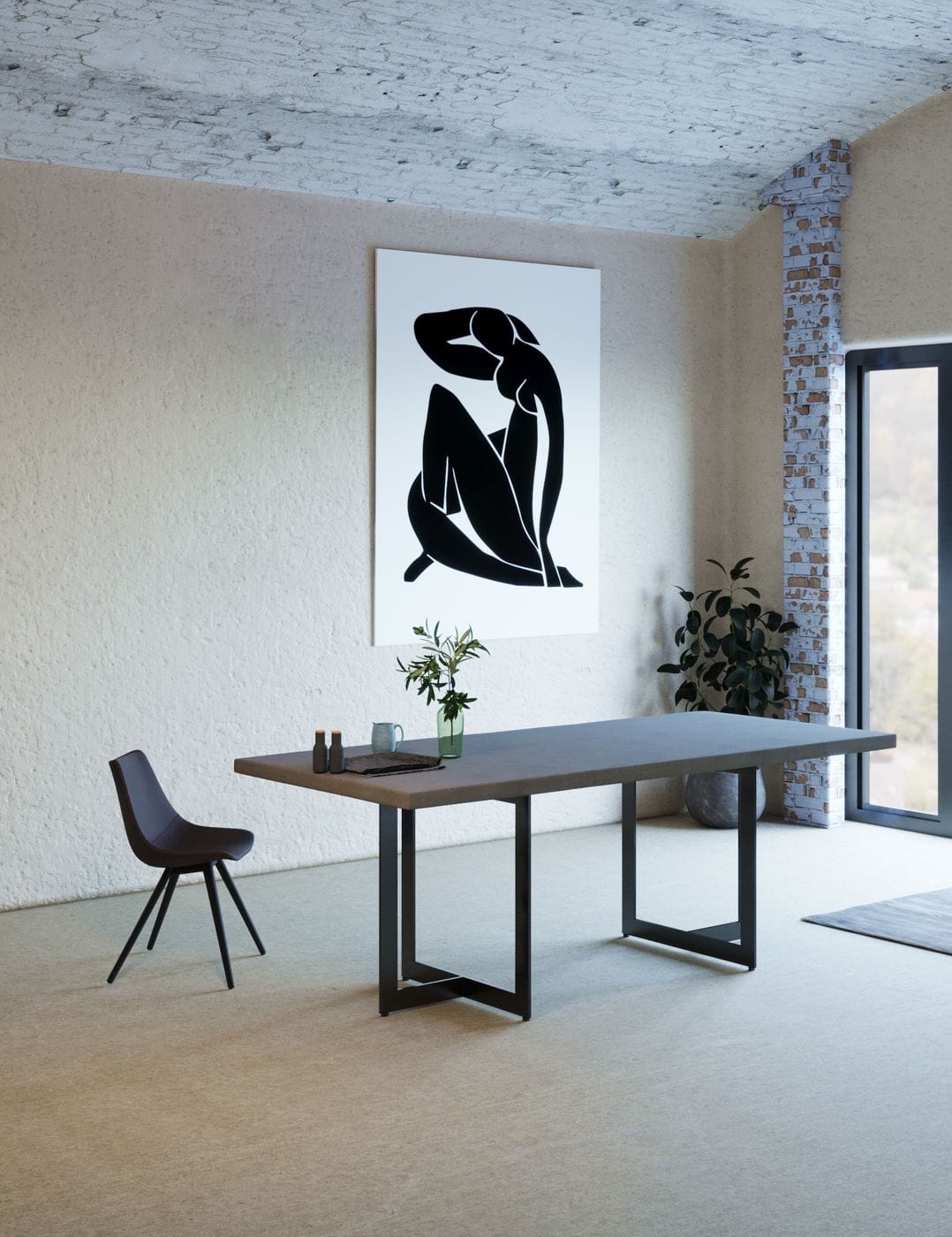 Modrest Sharon Modern Concrete Metal Dining Table
