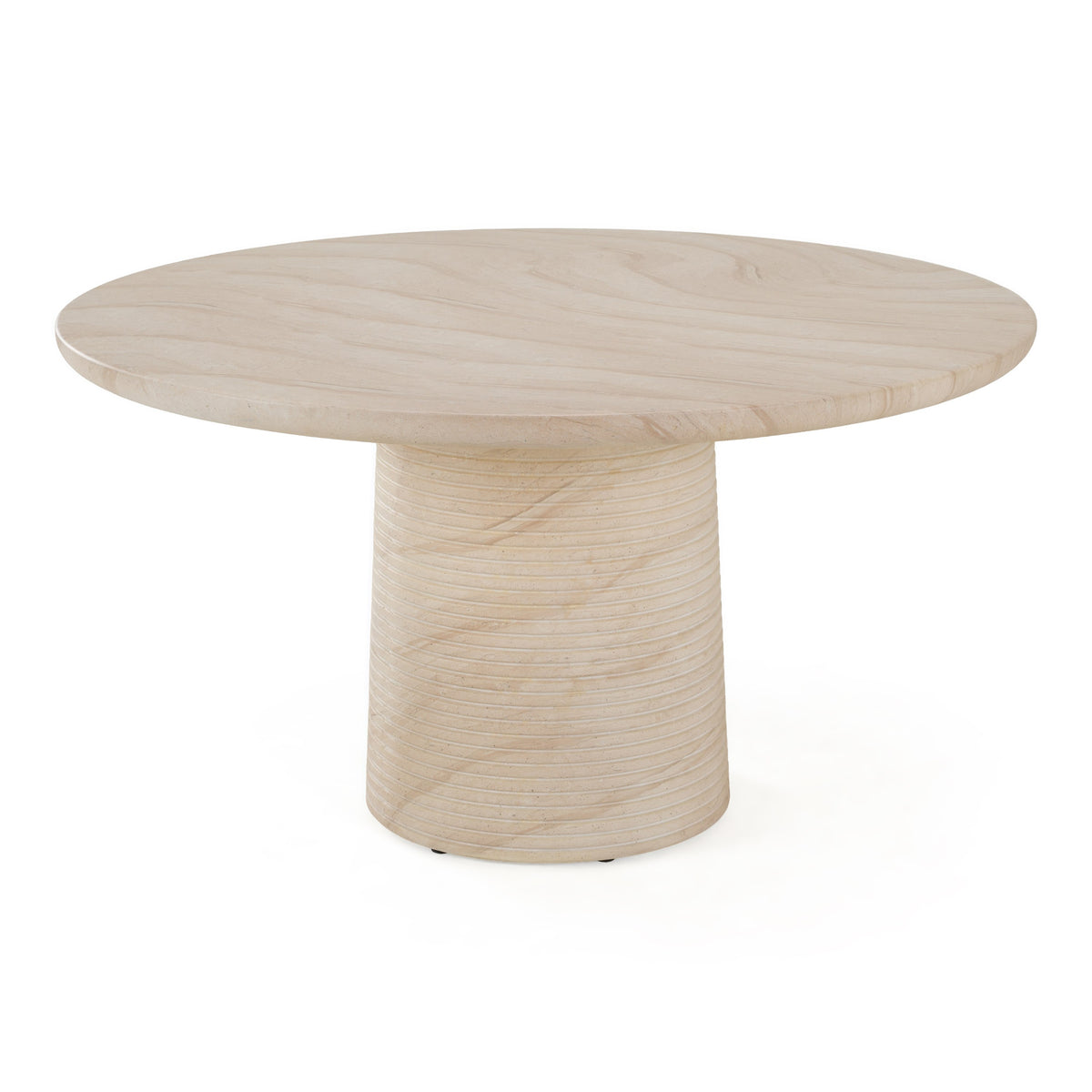 Sinai - Modern Faux Travertine Concrete Round Dining Table