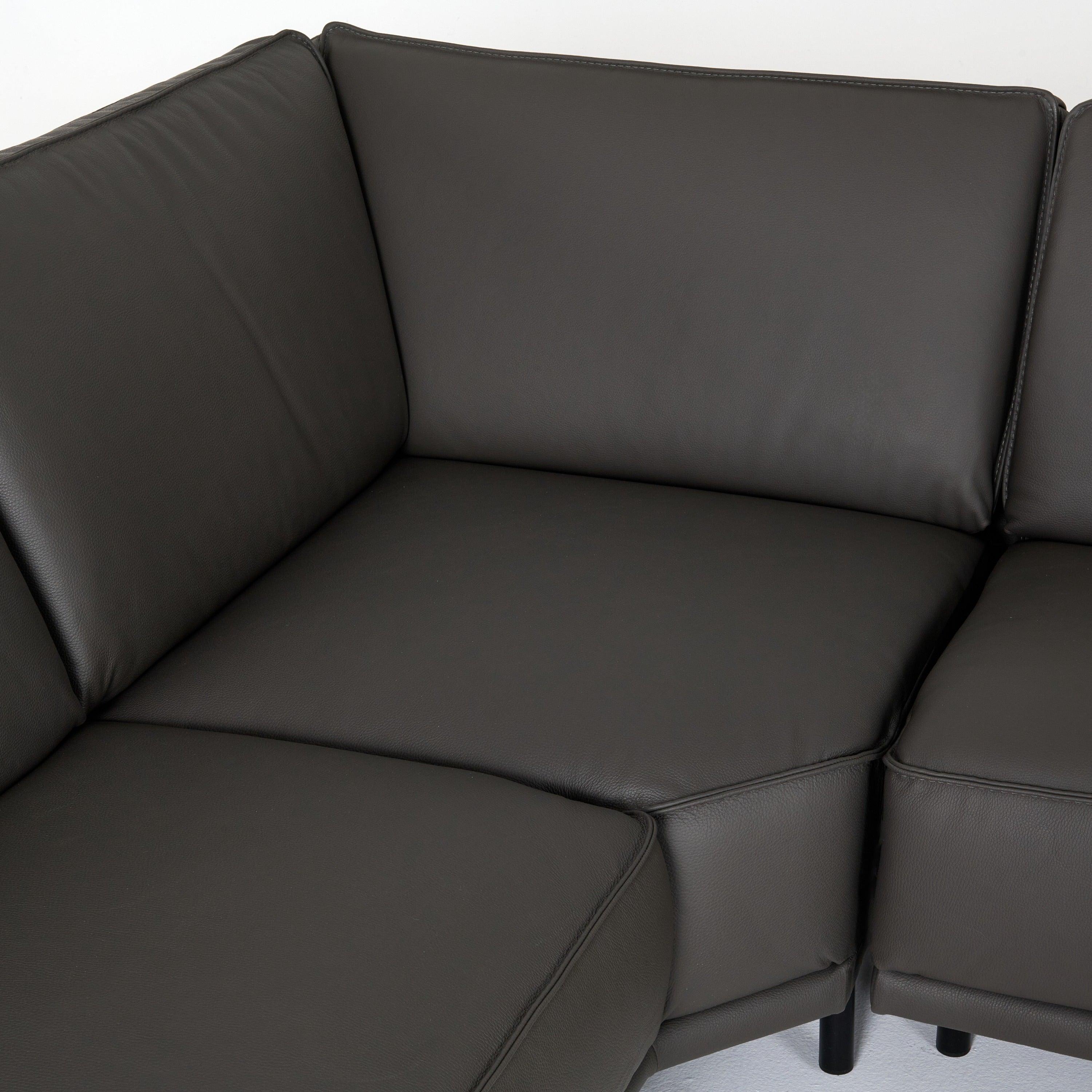 Soho Italian Left Facing Nirvana Fume Leather Sectional Sofa