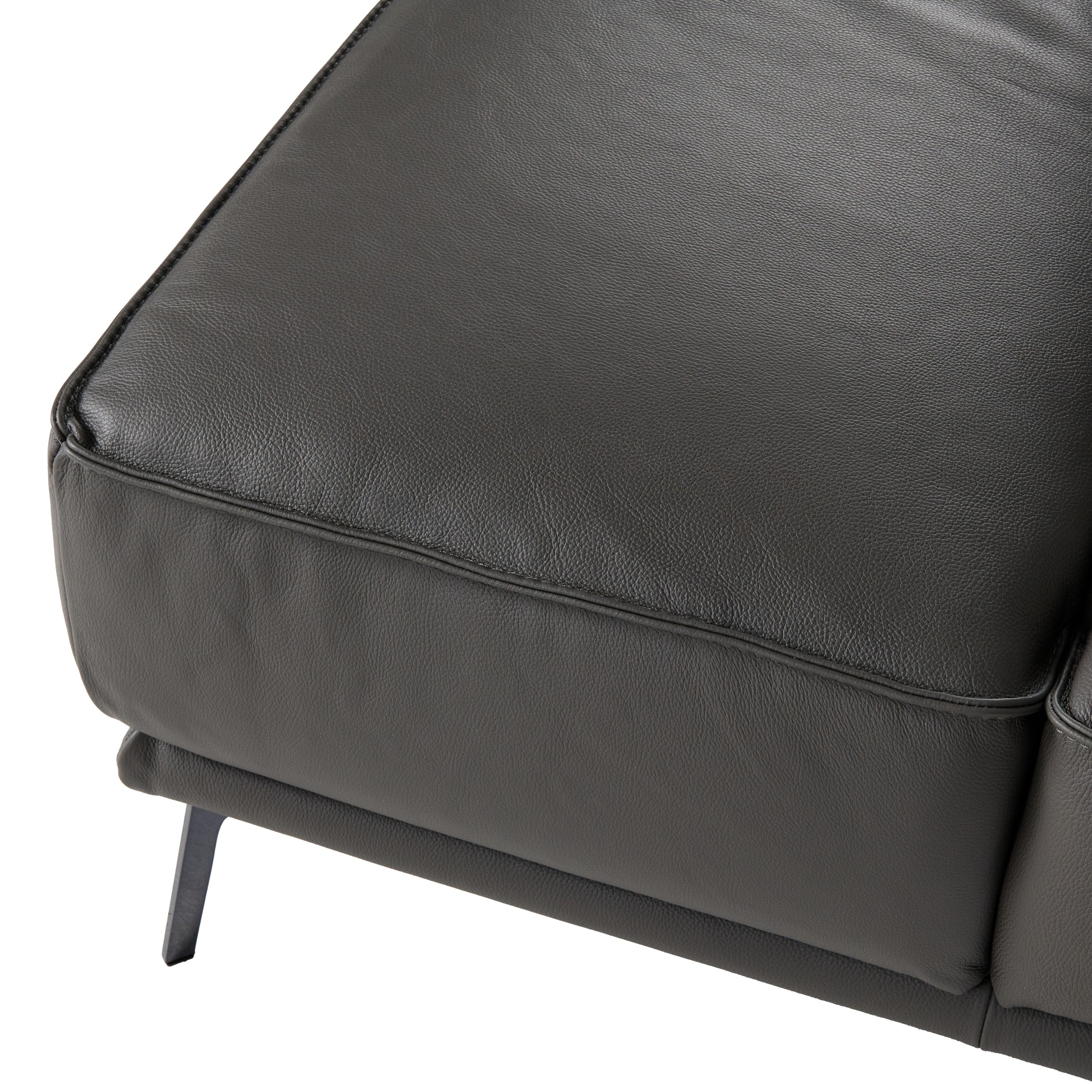 Soho Italian Left Facing Nirvana Fume Leather Sectional Sofa