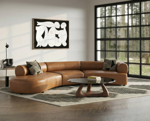 Stuart Contemporary Leather Left Facing Chaise Sectional Sofa
