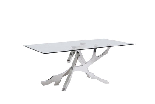 Legend Modern Glass and Stainless Steel Dining Table