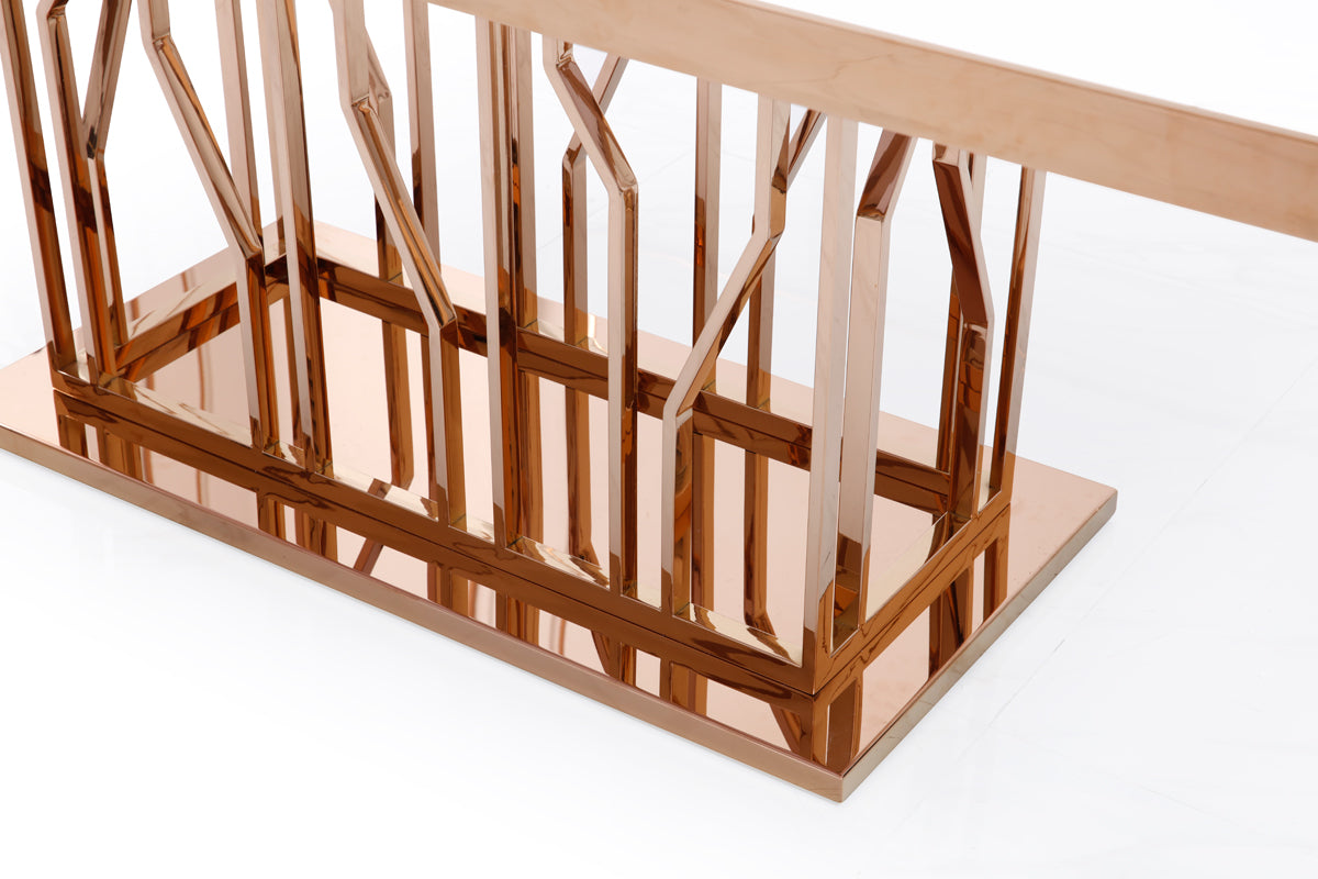 Marston Modern Marble and Rosegold Dining Table