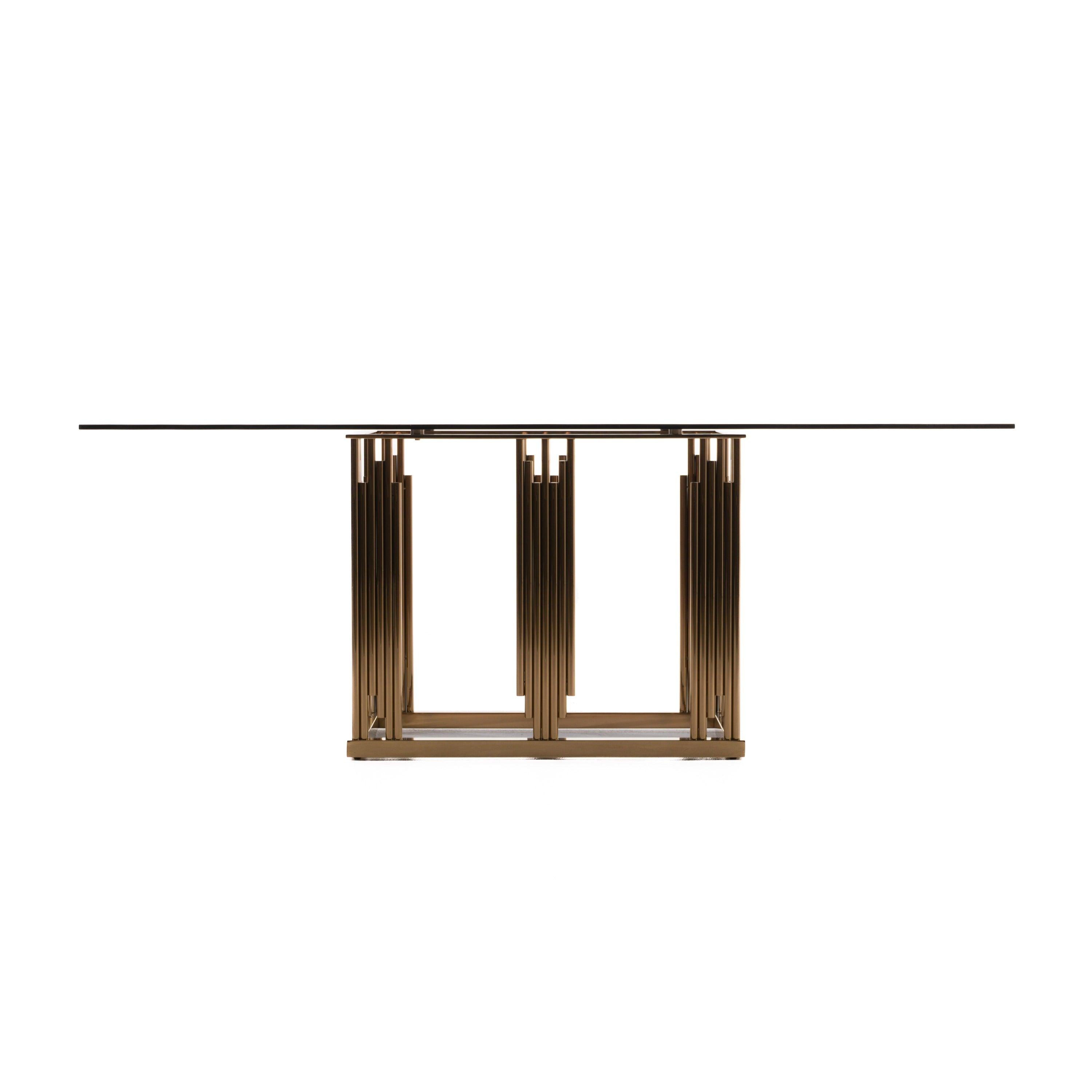 Modrest Token Modern Smoked Glass Rosegold Dining Table