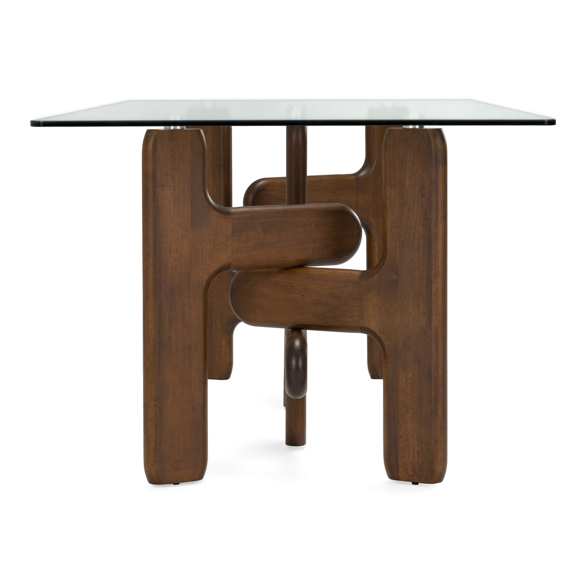 Velshi Modern Glass and Walnut Rectangular Dining Table