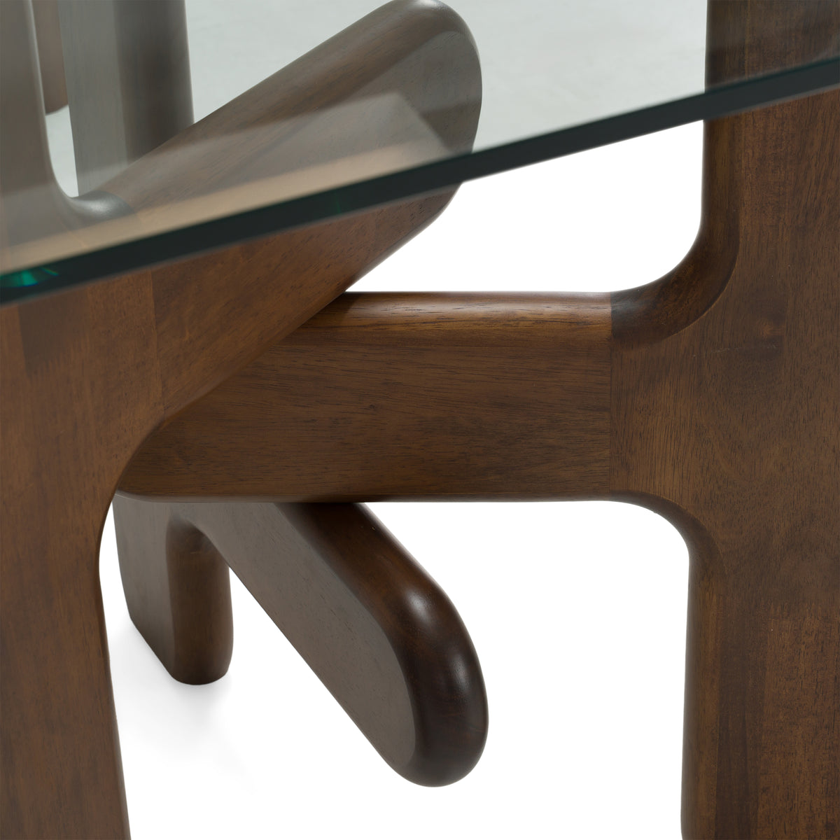 Velshi Modern Glass and Walnut Rectangular Dining Table