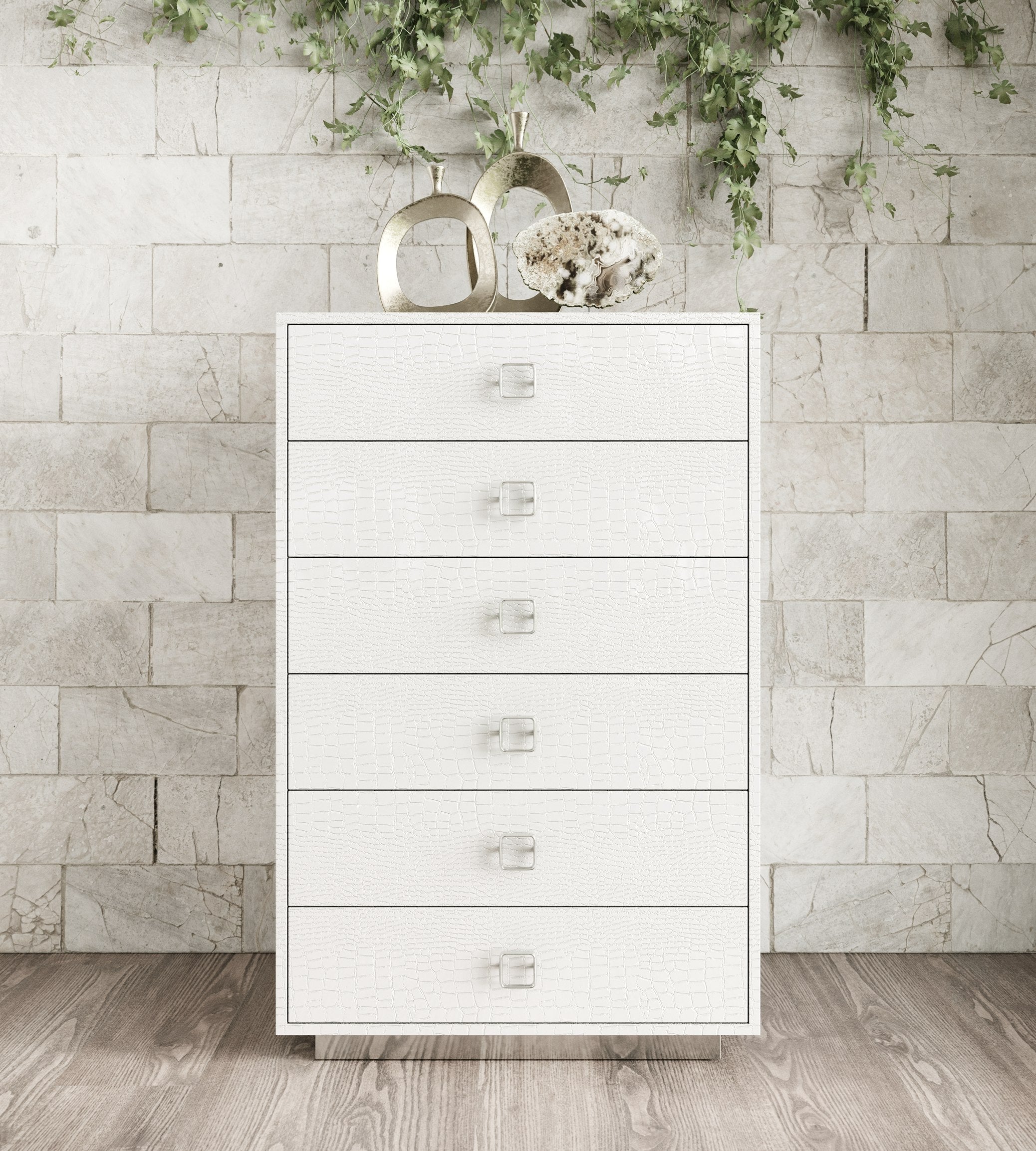 Victoria Modern Crocodile Lacquer 6-Drawer Chest