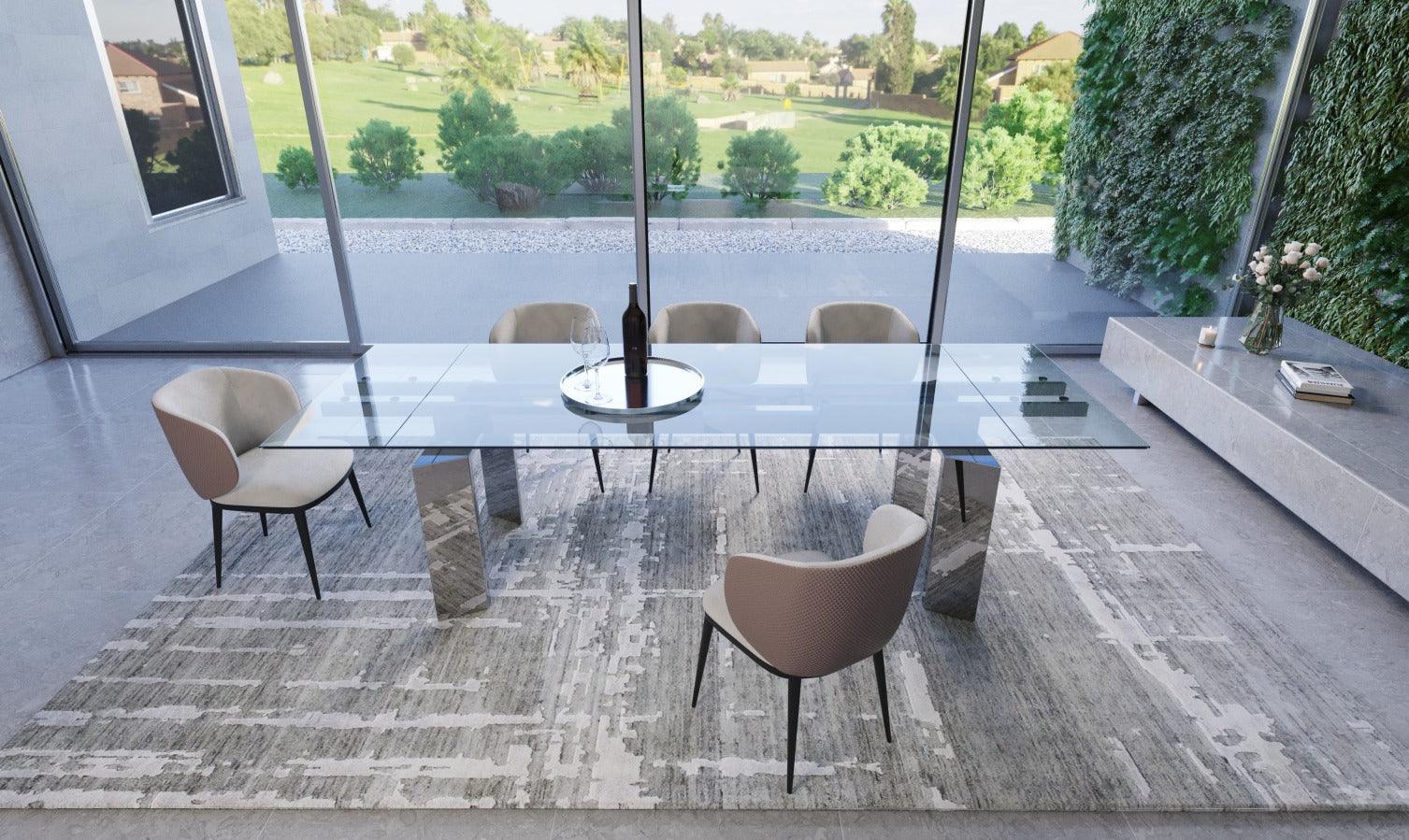 Modrest Viking Modern Extendable Glass Dining Table