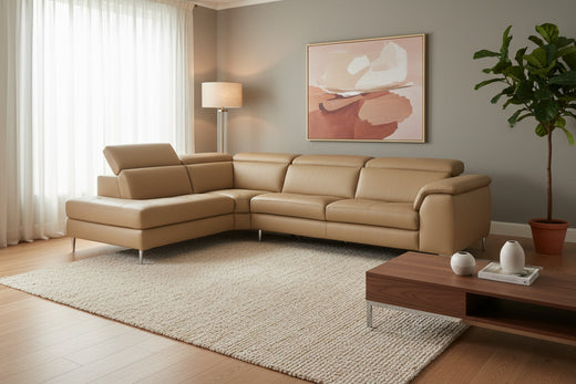 Viola - Italian Contemporary Deserto Leather Left Facing Sectional Sofa