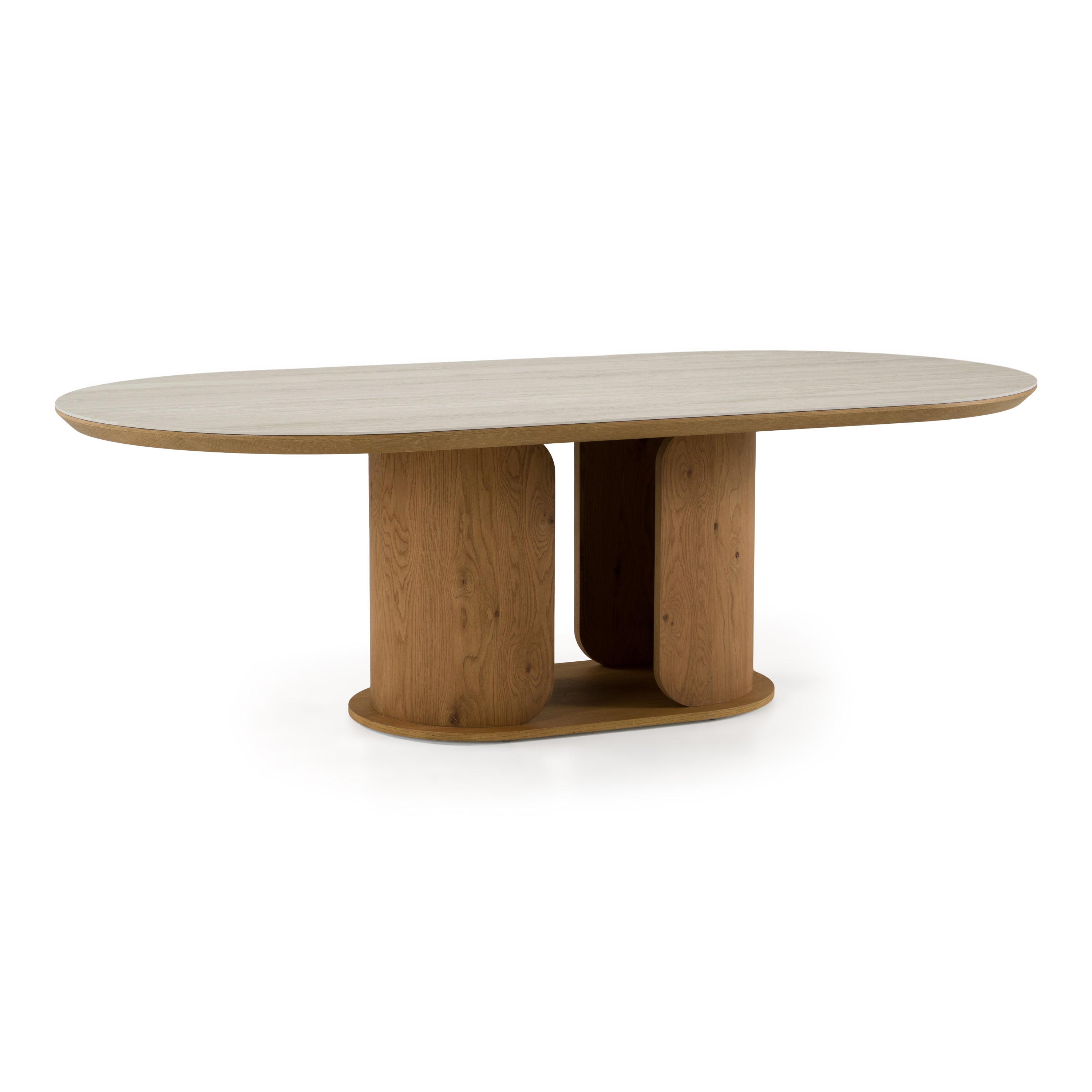 Walbrook Modern Faux Travertine Ceramic and Oval Dining Table