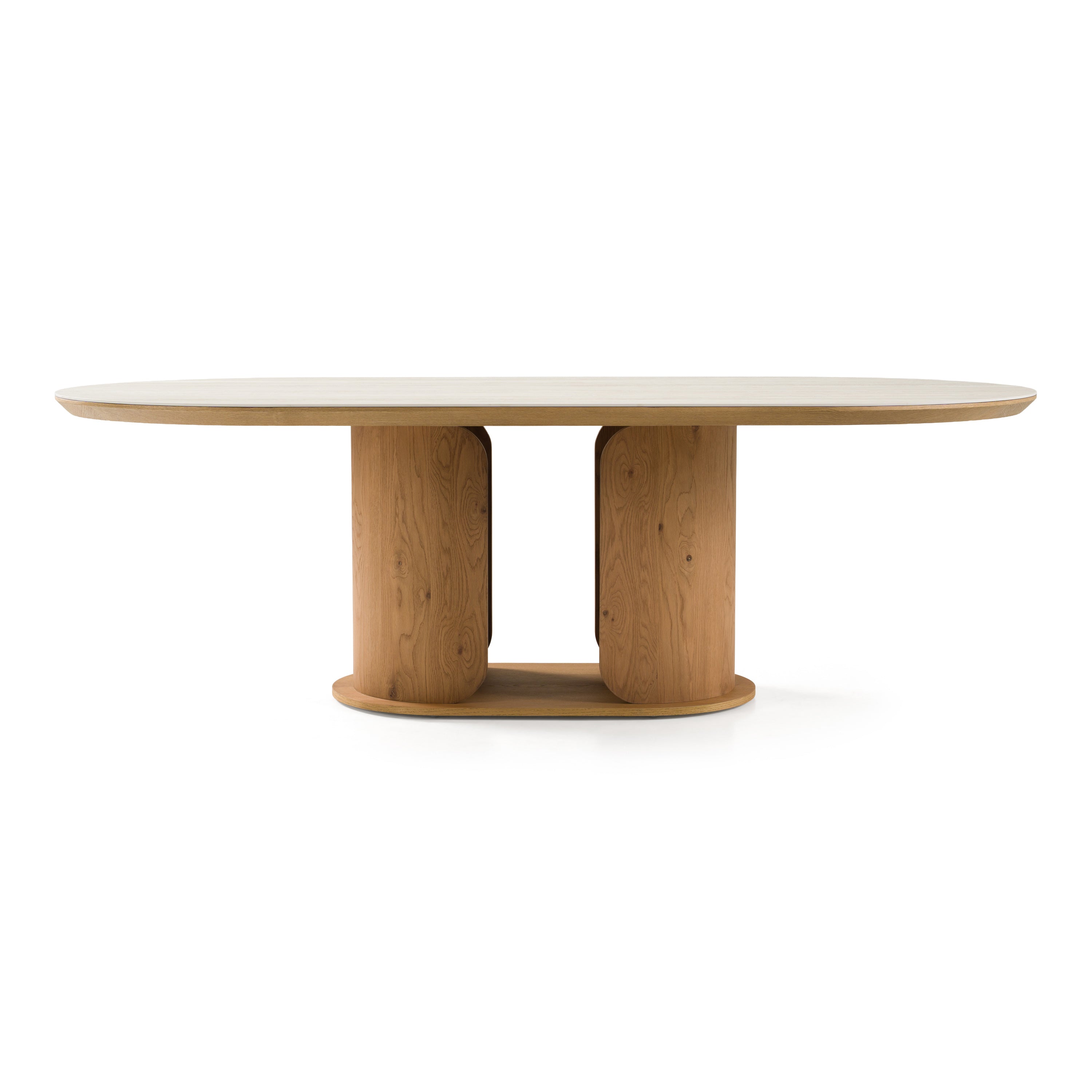 Walbrook Modern Faux Travertine Ceramic and Oval Dining Table