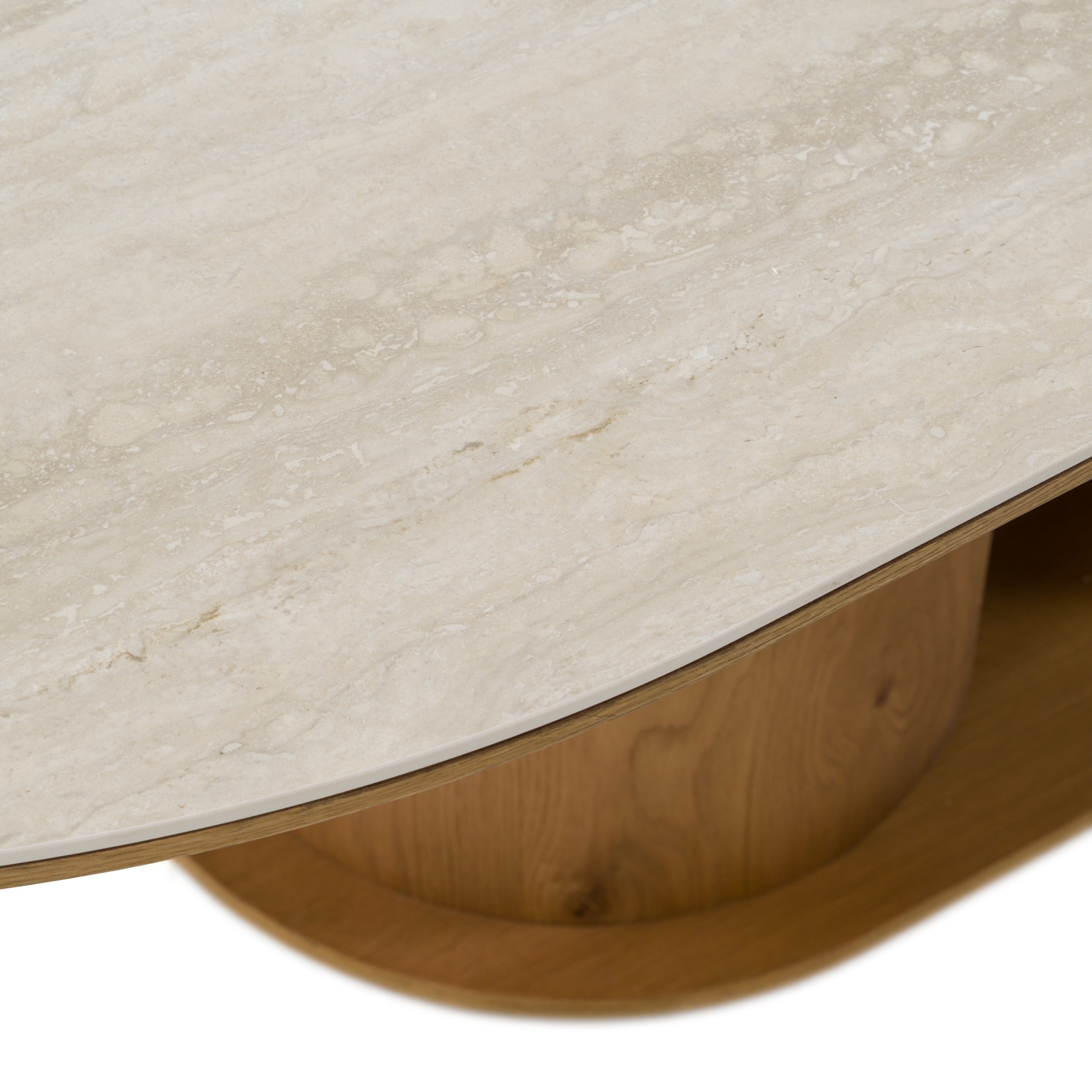 Walbrook Modern Faux Travertine Ceramic and Oval Dining Table