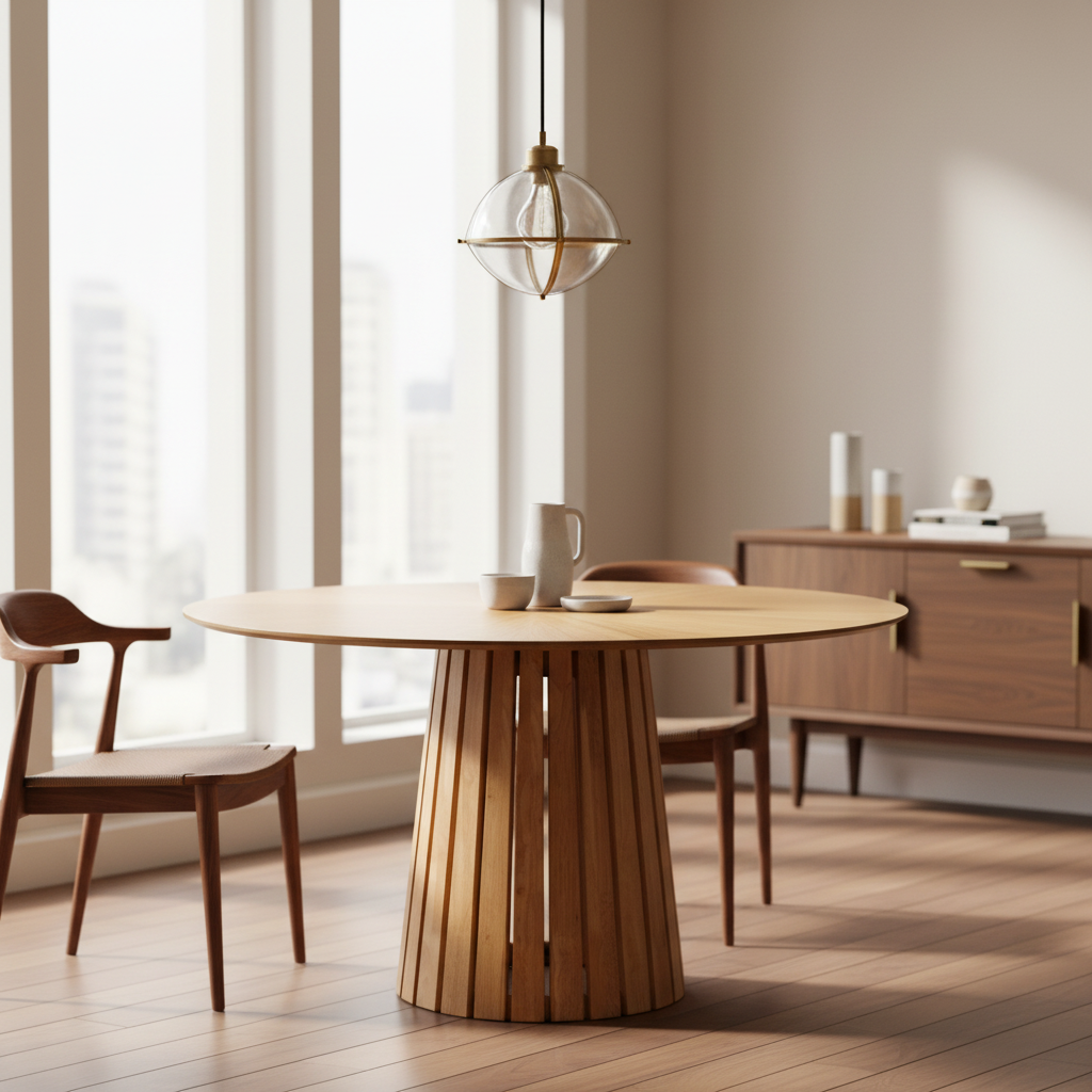 Weiss Mid-Century Modern Round Dining Table