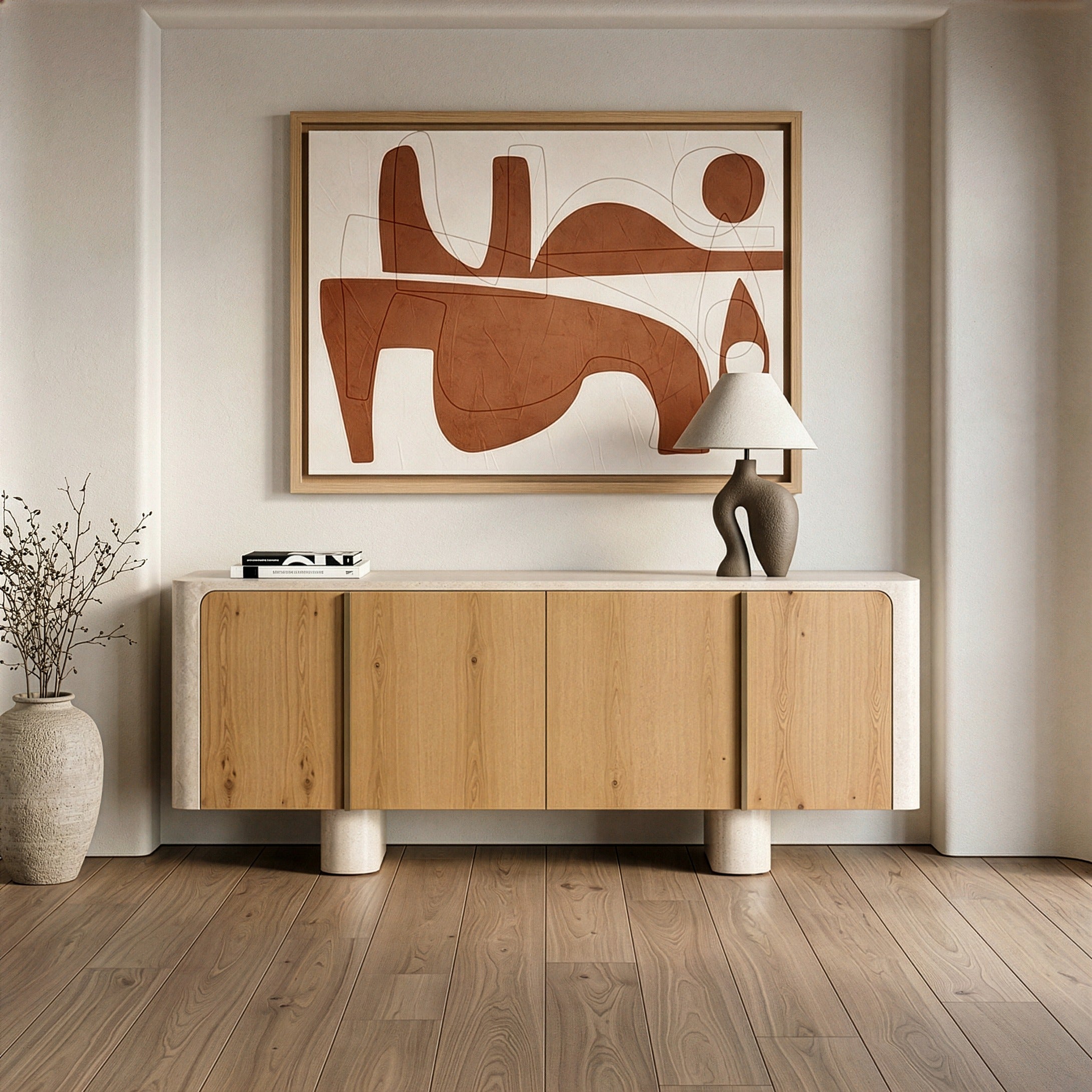 Wolff Modern Faux Travertine Buffet