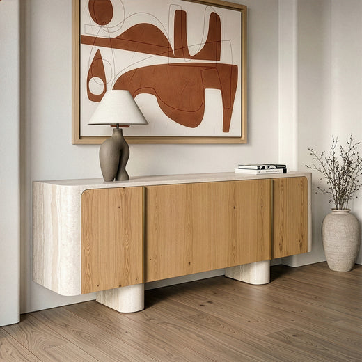 Wolff Modern Faux Travertine Buffet