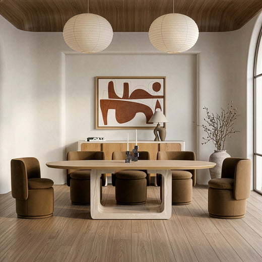 Wolff Modern Faux Travertine Dining Table