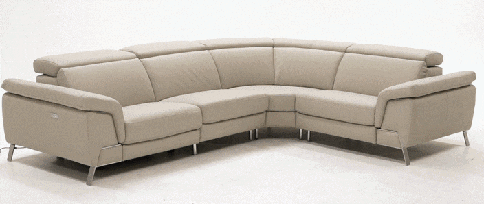 Mini Wonder Italian Modern Leather Sectional Sofa with Left Facing Recliner