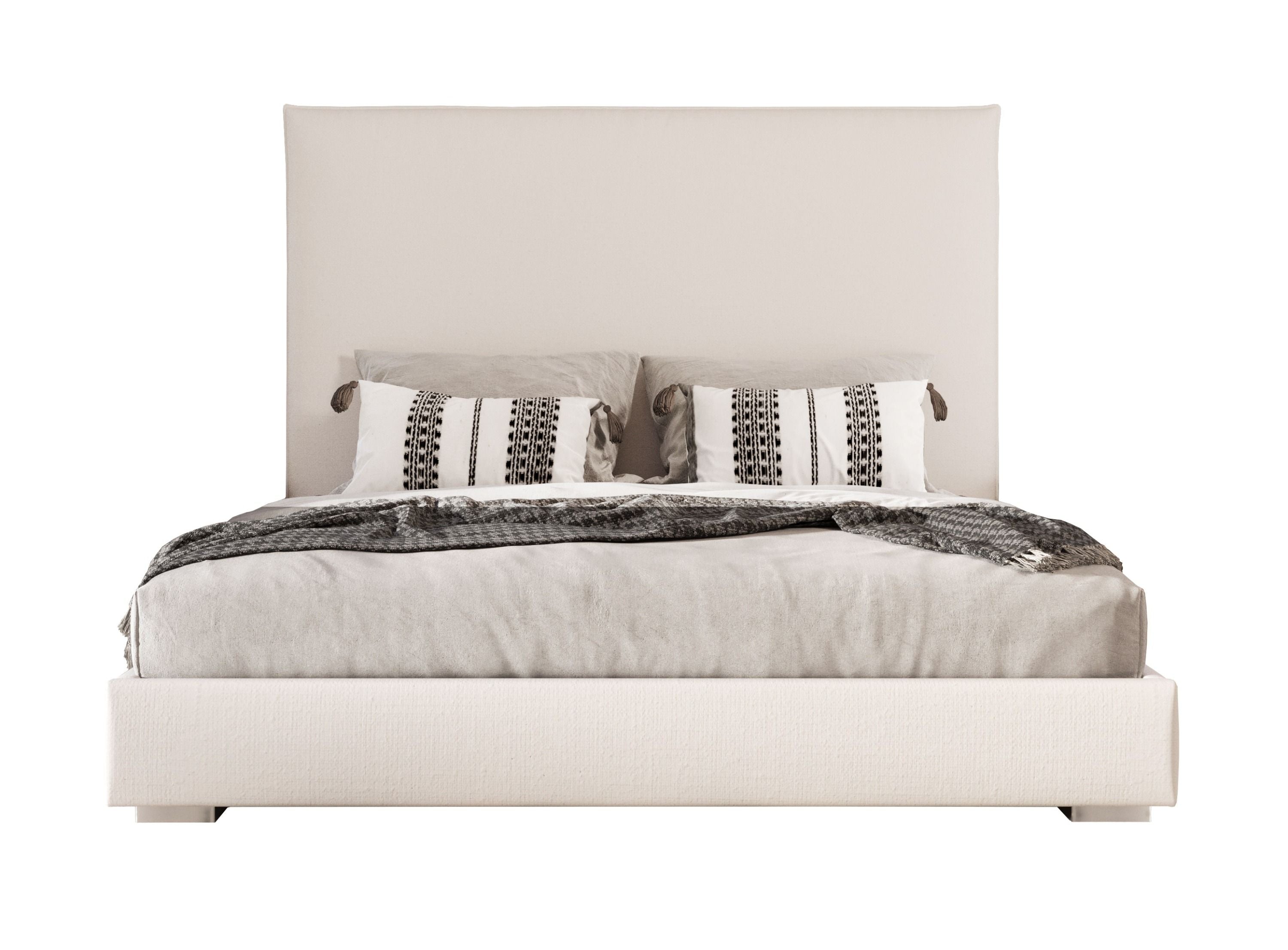 Nova Domus Sogno - Italian Modern Beige Fabric High Headboard Bed-Bed-VIG-Wall2Wall Furnishings
