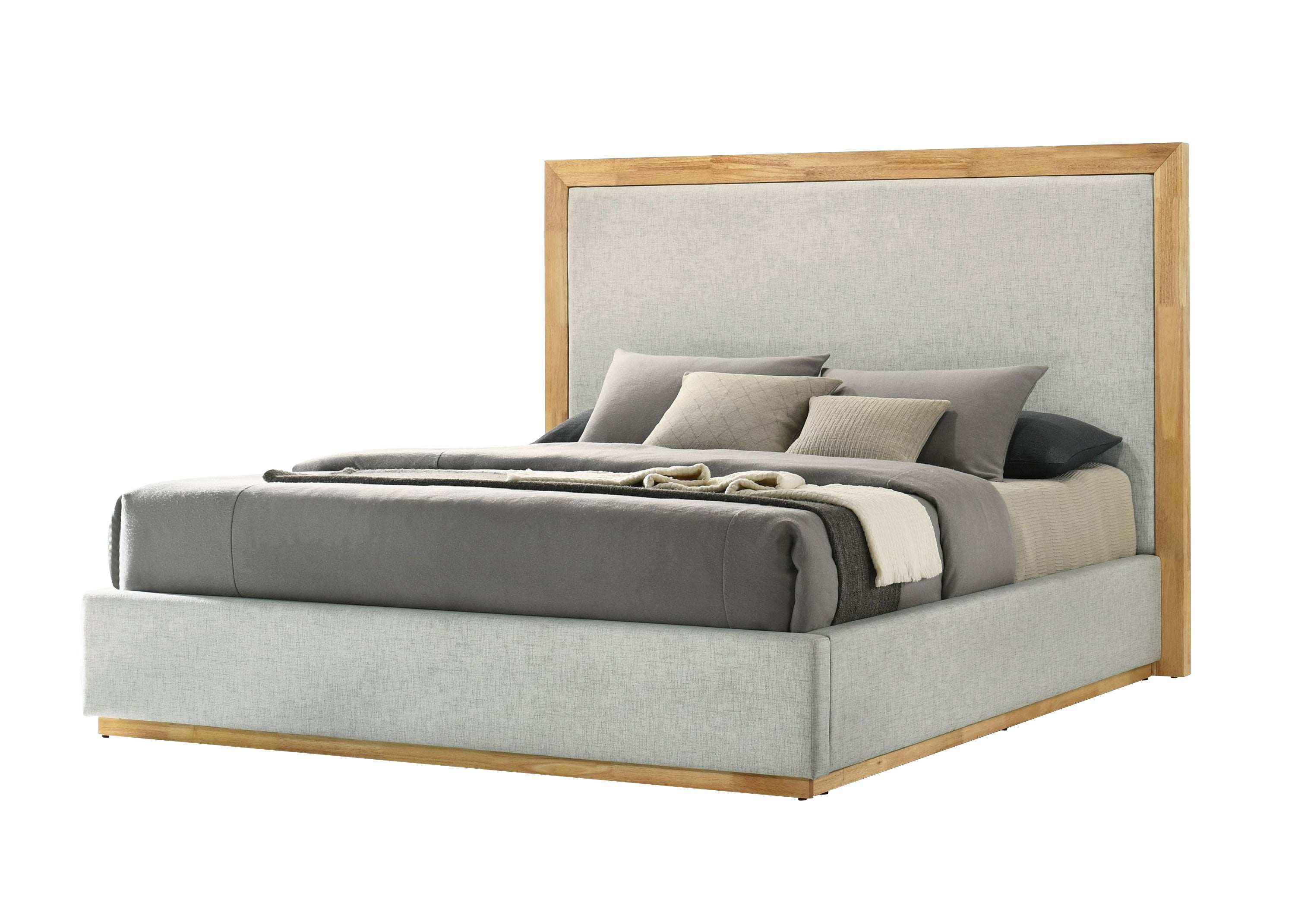 Nova Domus Santa Barbara - Modern Grey Fabric + Natural Bed-Bed-VIG-Wall2Wall Furnishings