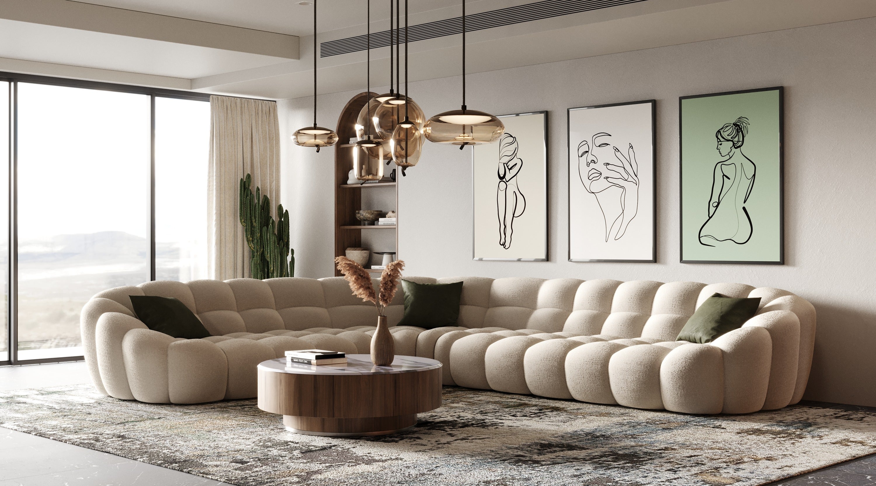 Yolonda Modern Curved Sectional Sofa