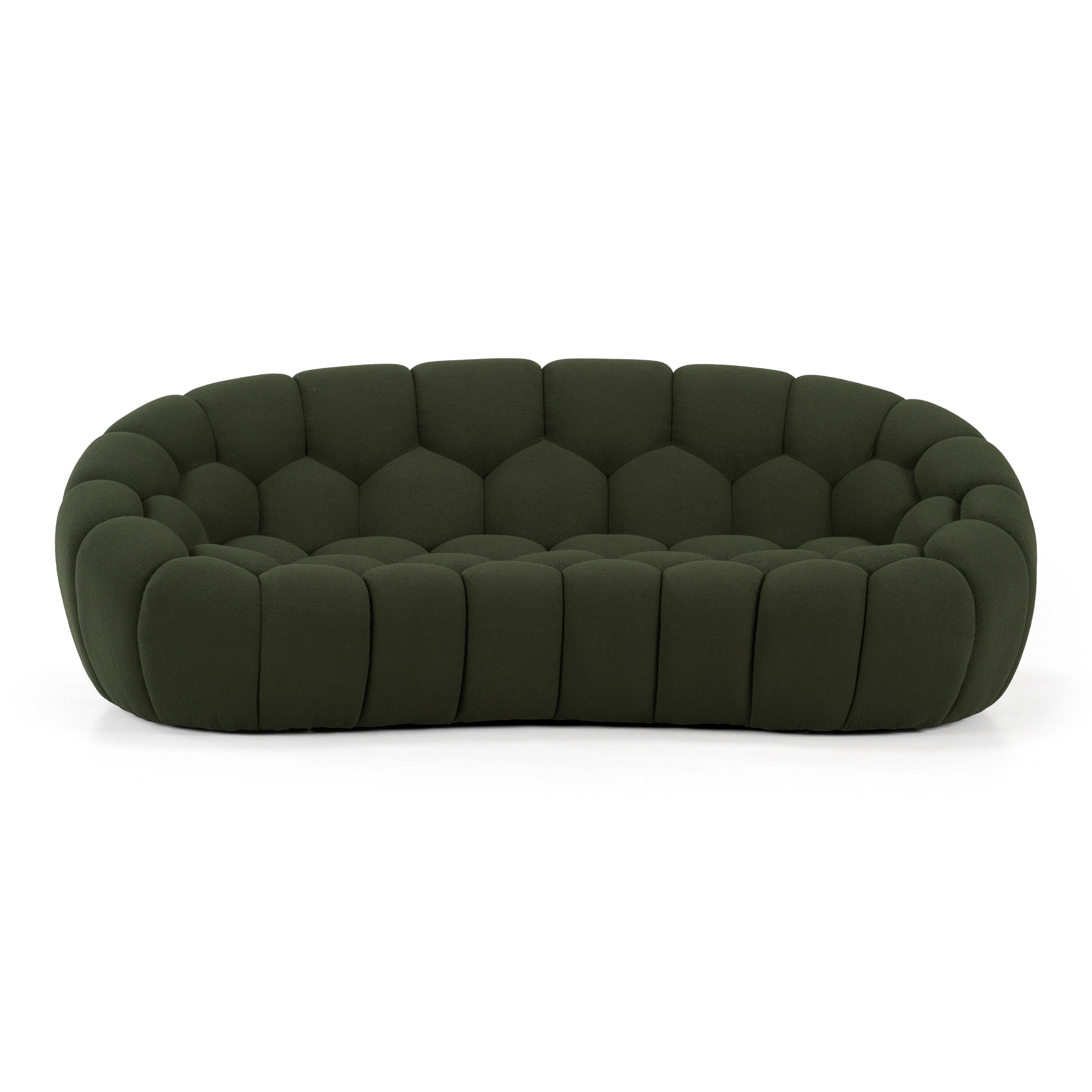 Yolonda Modern Curved Fabric Loveseat