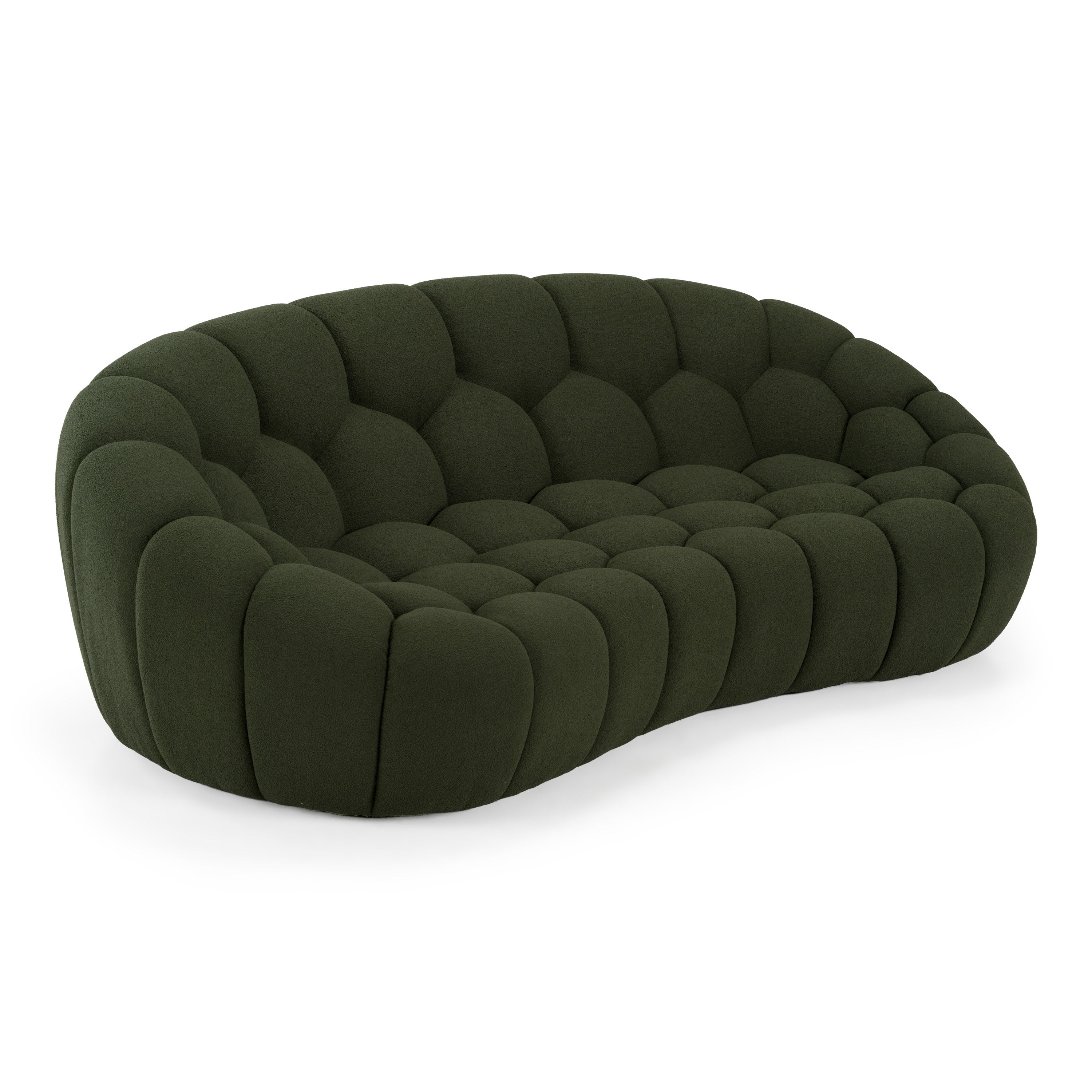 Yolonda Modern Curved Fabric Loveseat