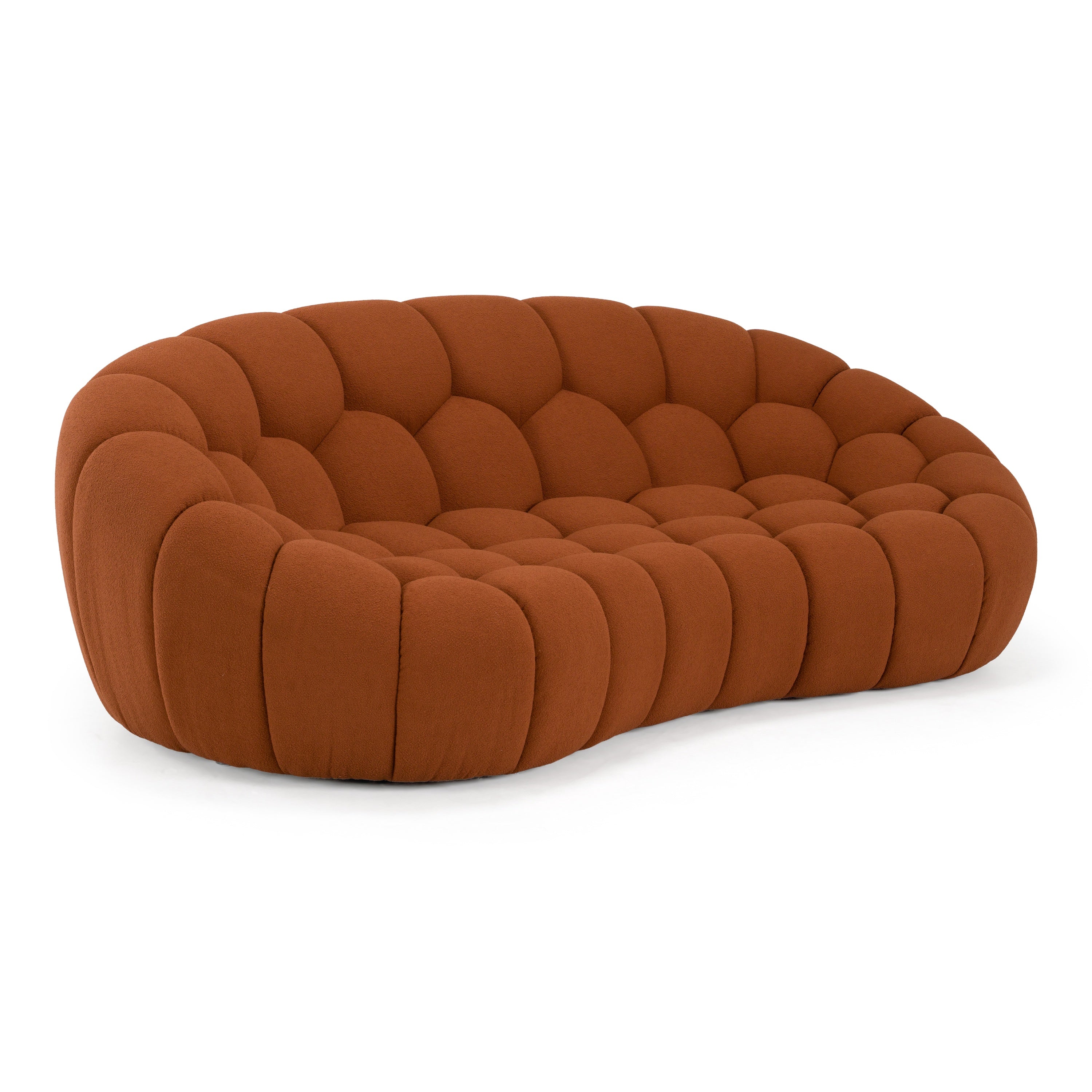 Yolonda Modern Curved Fabric Loveseat